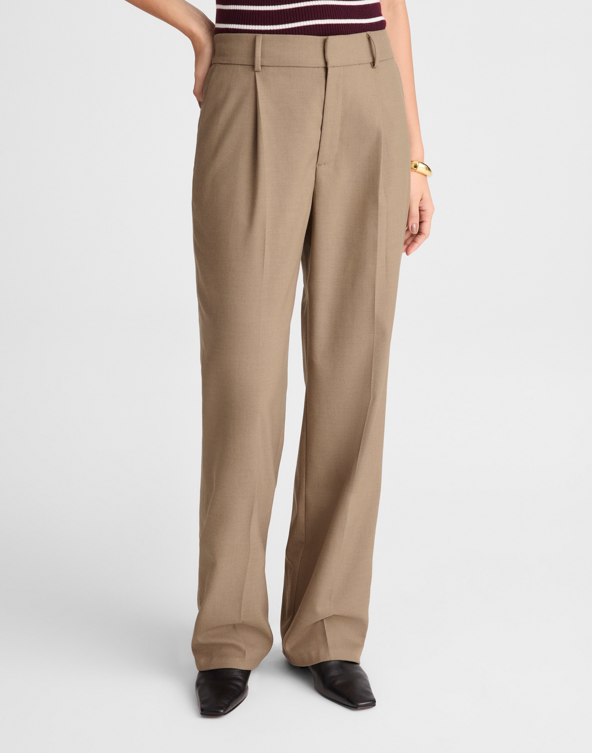 Slouchy Straight Pants in Brushed Twill
