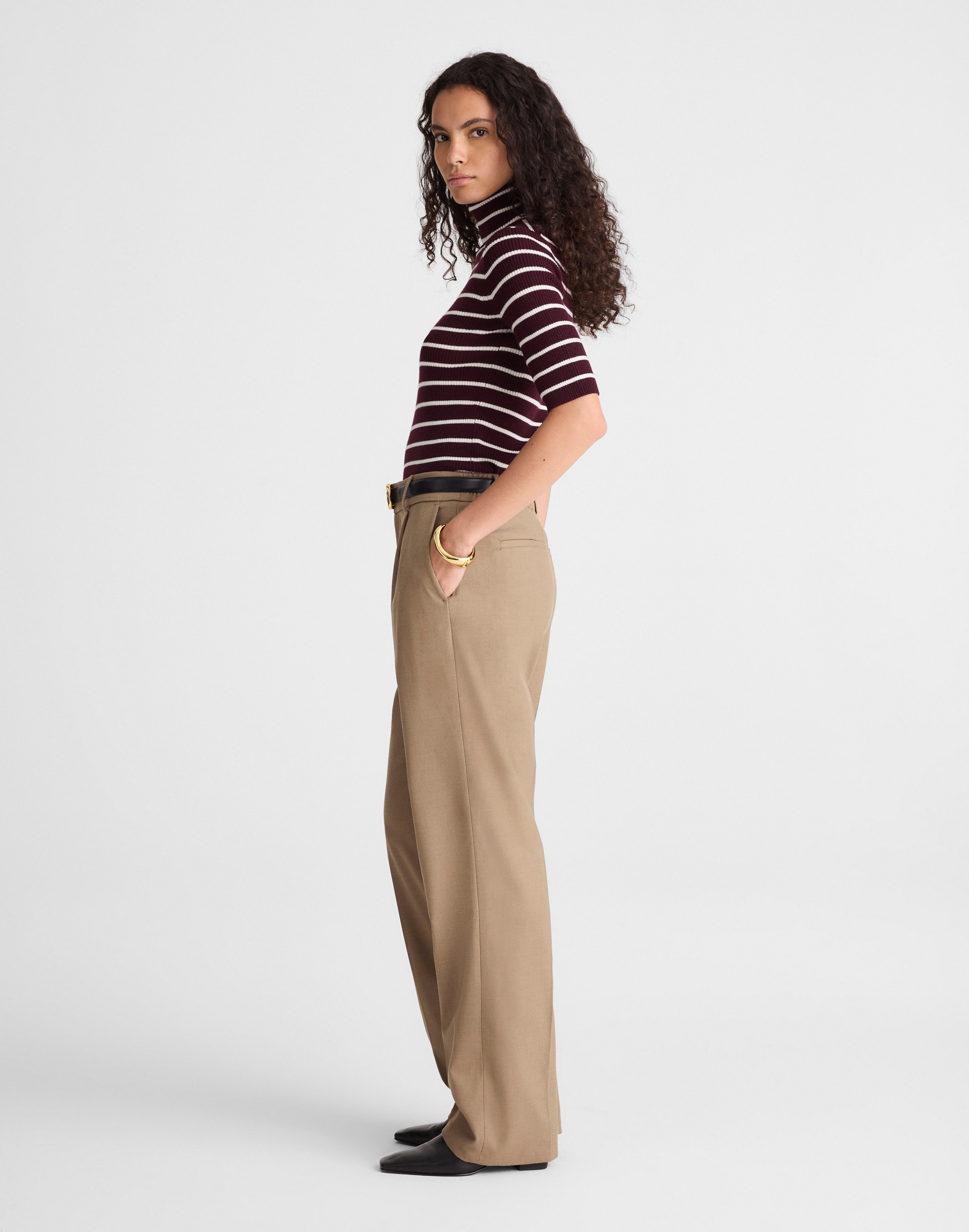 Slouchy Straight Pants in Brushed Twill
