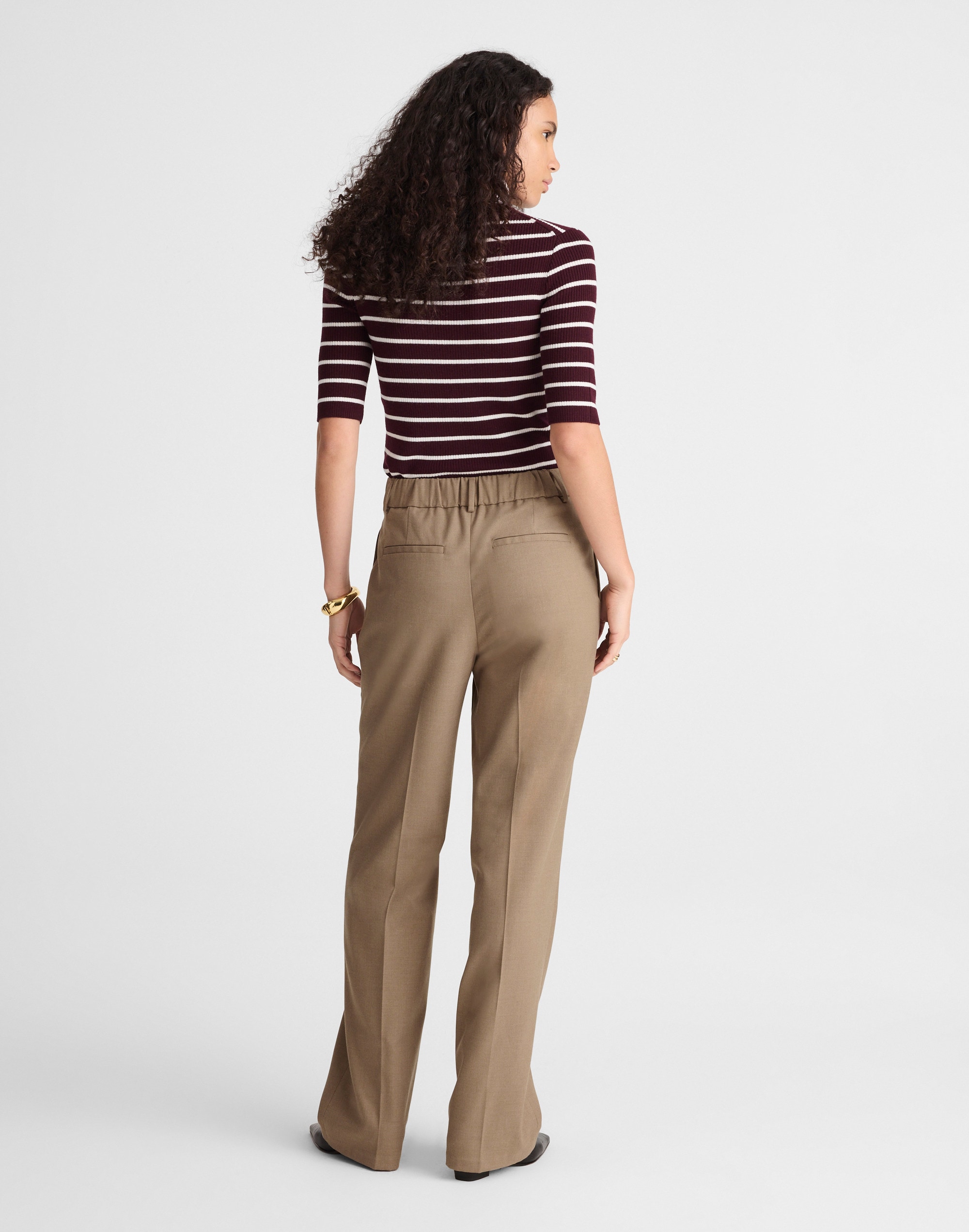 Slouchy Straight Pants in Brushed Twill