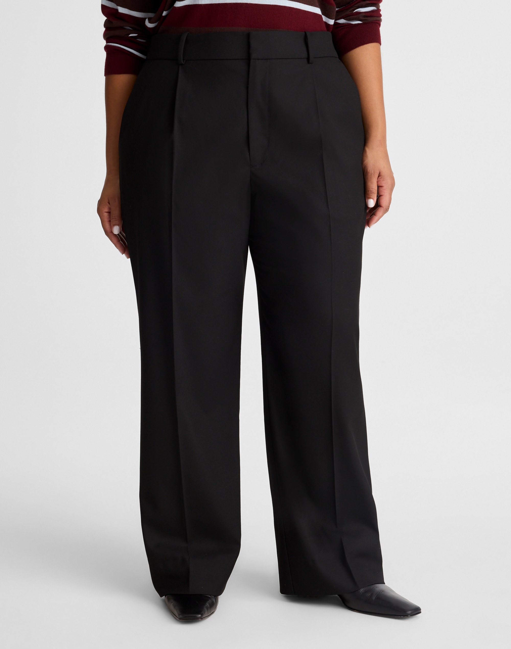 Petite Slouchy Straight Pants in Brushed Twill Alternate Image 1