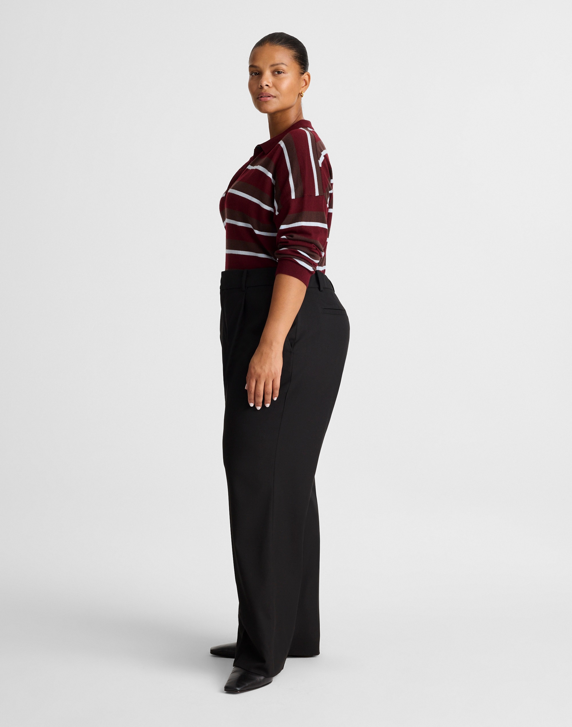 Petite Slouchy Straight Pants in Brushed Twill Alternate Image 3
