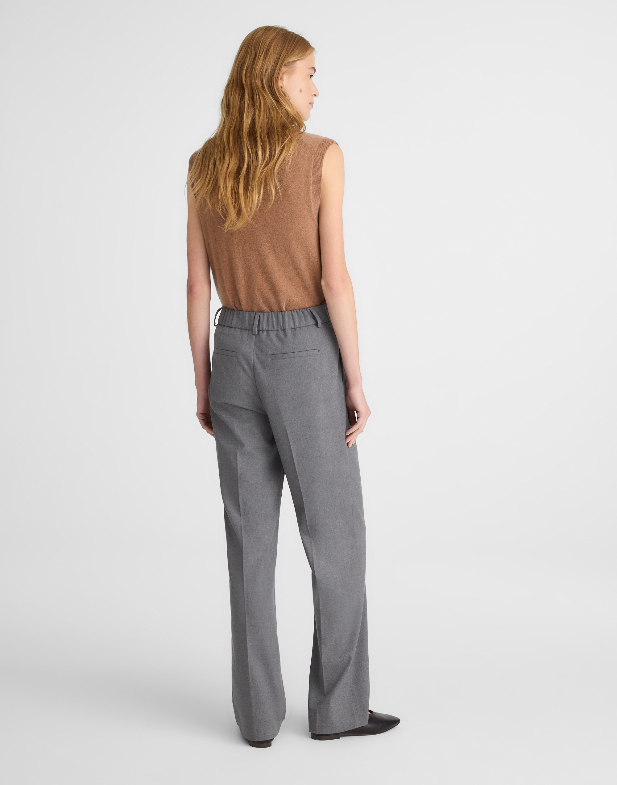 Slouchy Straight Pants in Brushed Twill