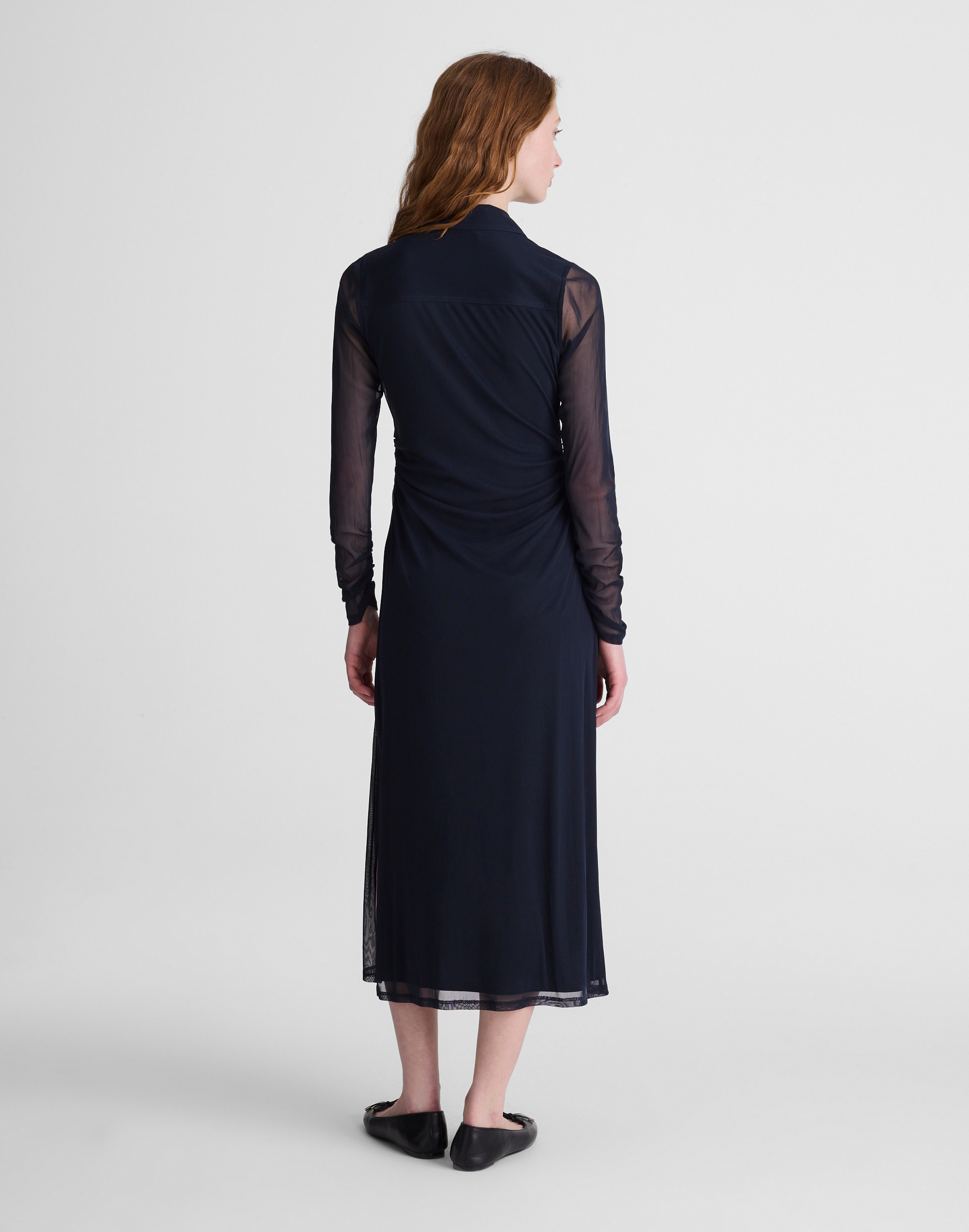 Long-Sleeve Polo Midi Dress