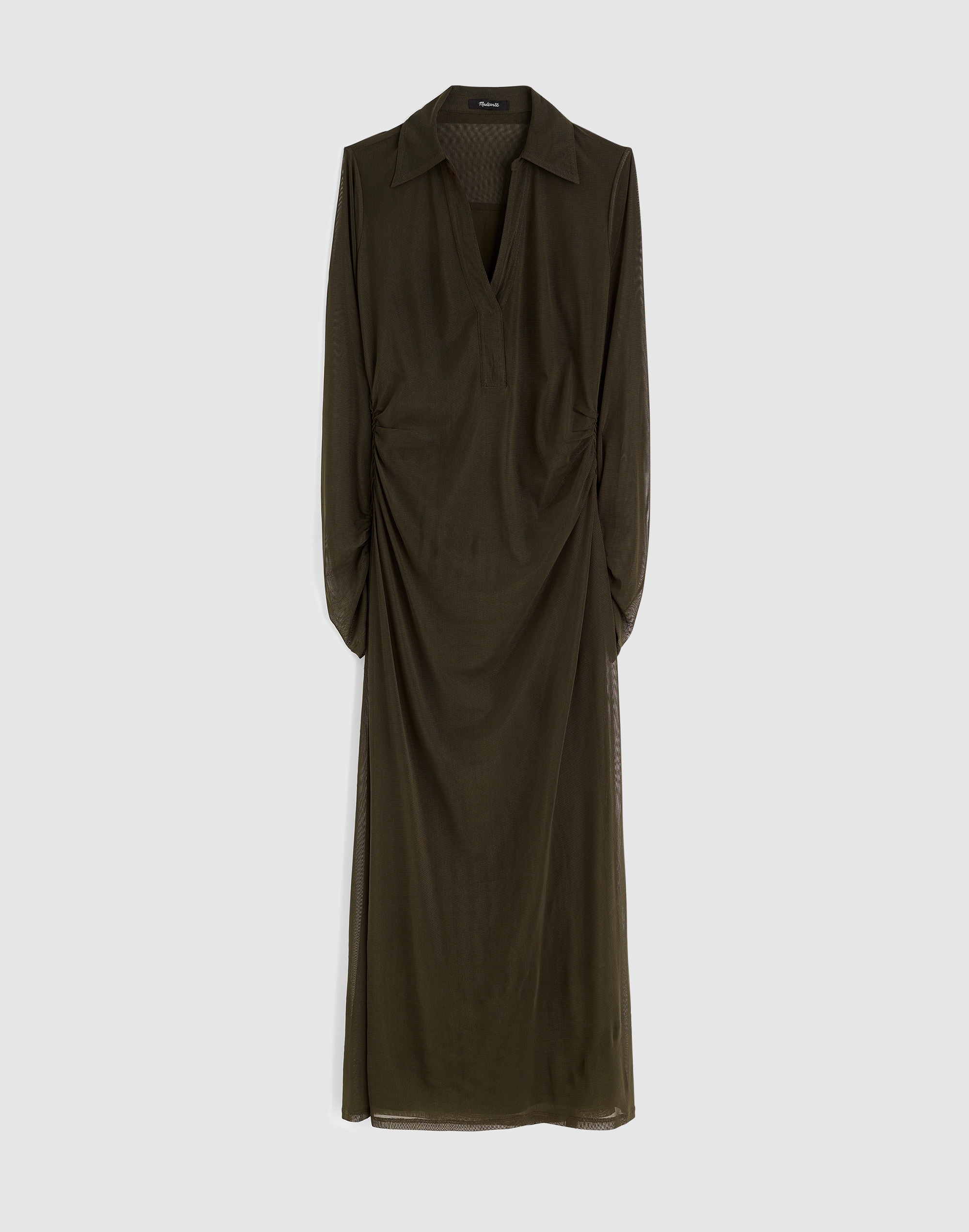 Long-Sleeve Polo Midi Dress