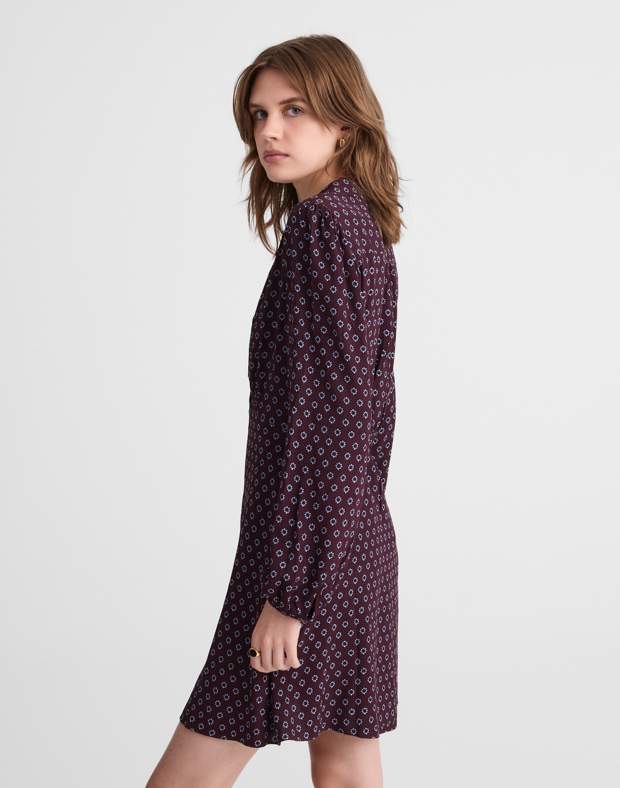 Puff-Sleeve Mini Wrap Shirtdress Alternate Image 3