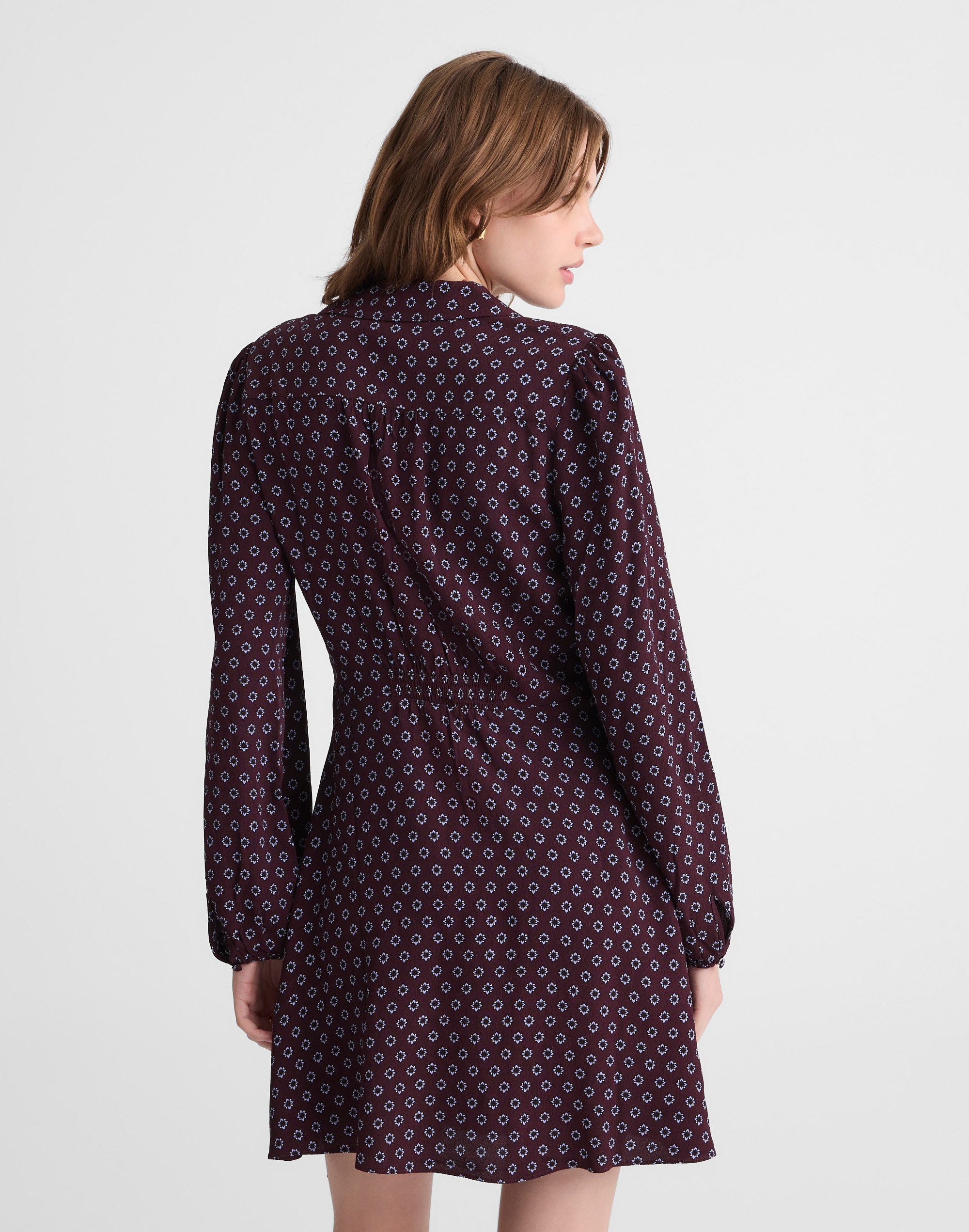 Puff-Sleeve Mini Wrap Shirtdress Alternate Image 4