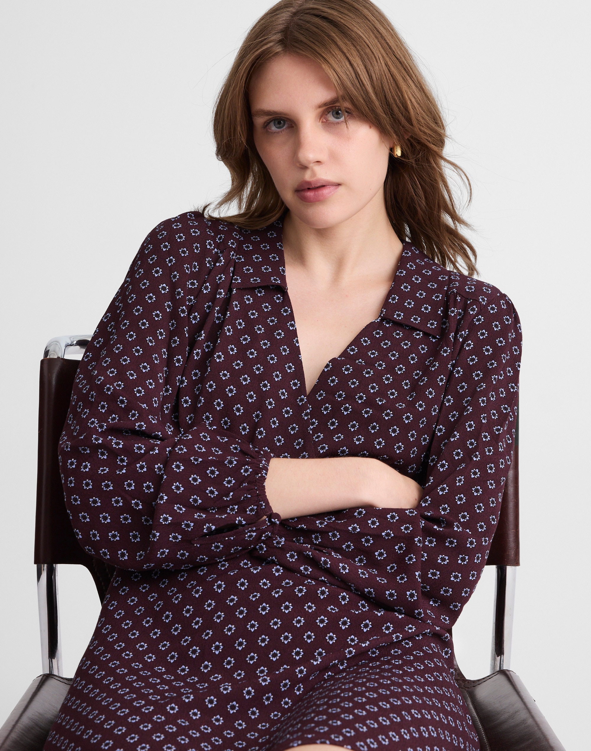 Puff-Sleeve Mini Wrap Shirtdress Alternate Image 5