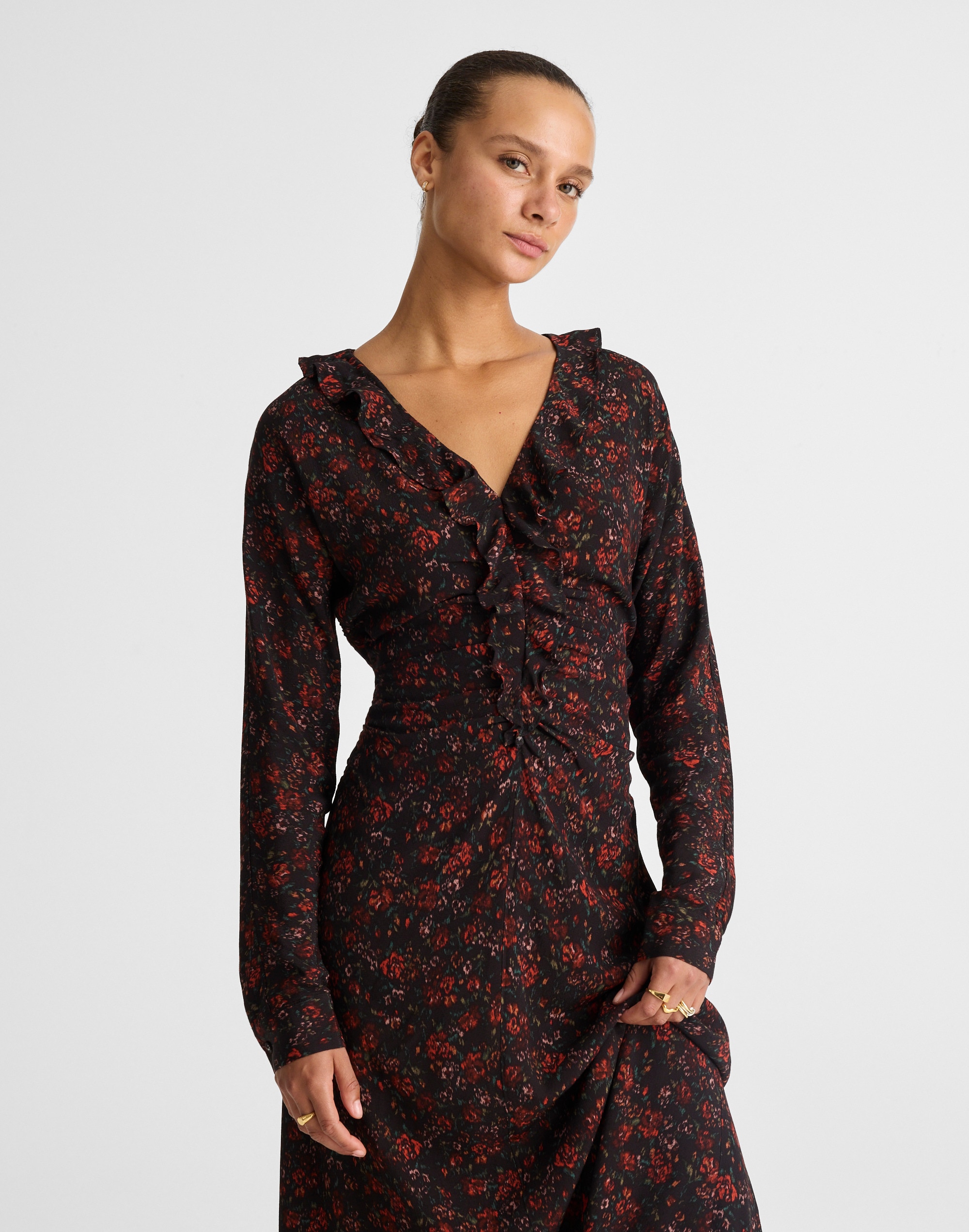 Madewell Ruffled Midi Dress In Multi