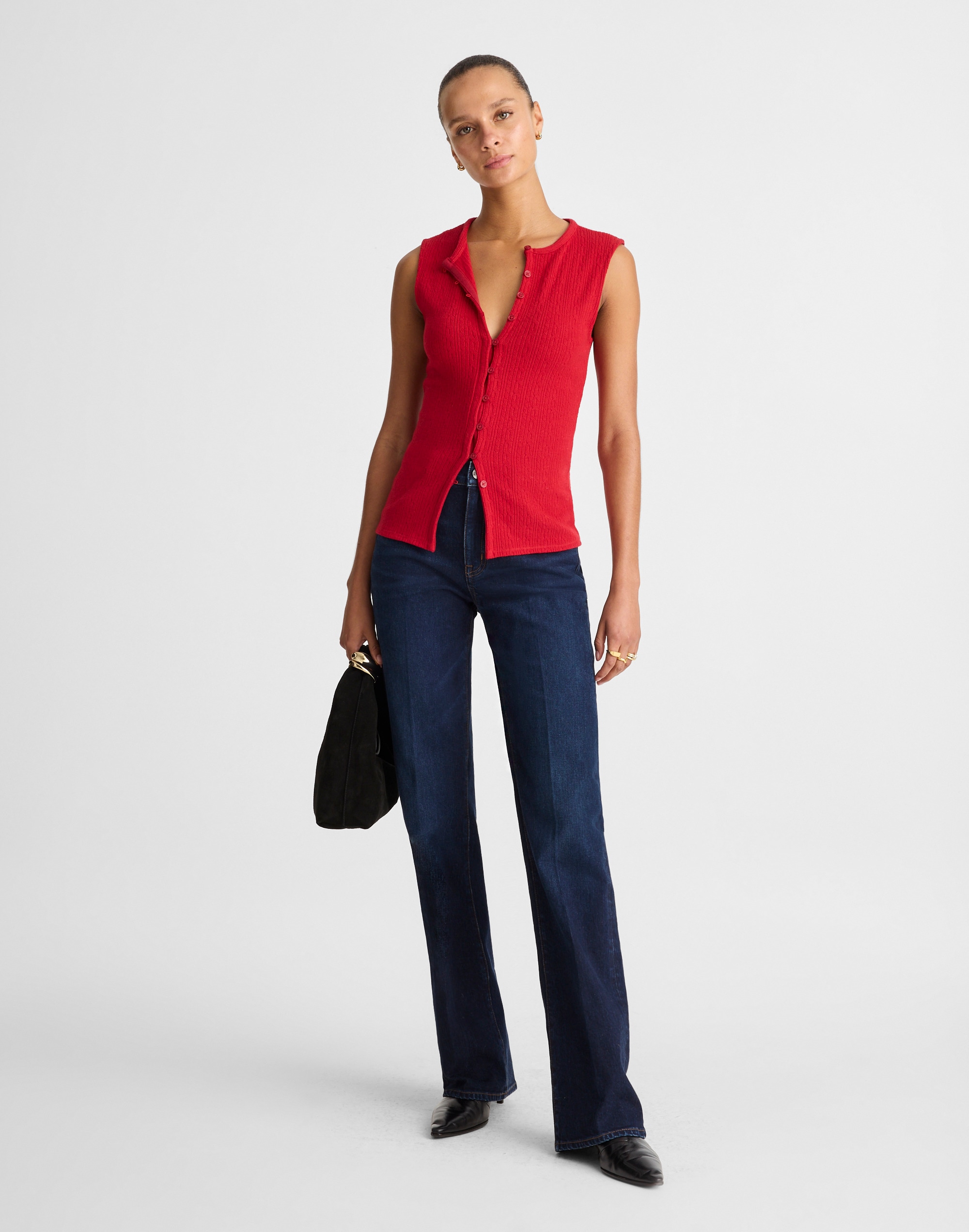 Pointelle Cutaway Vest