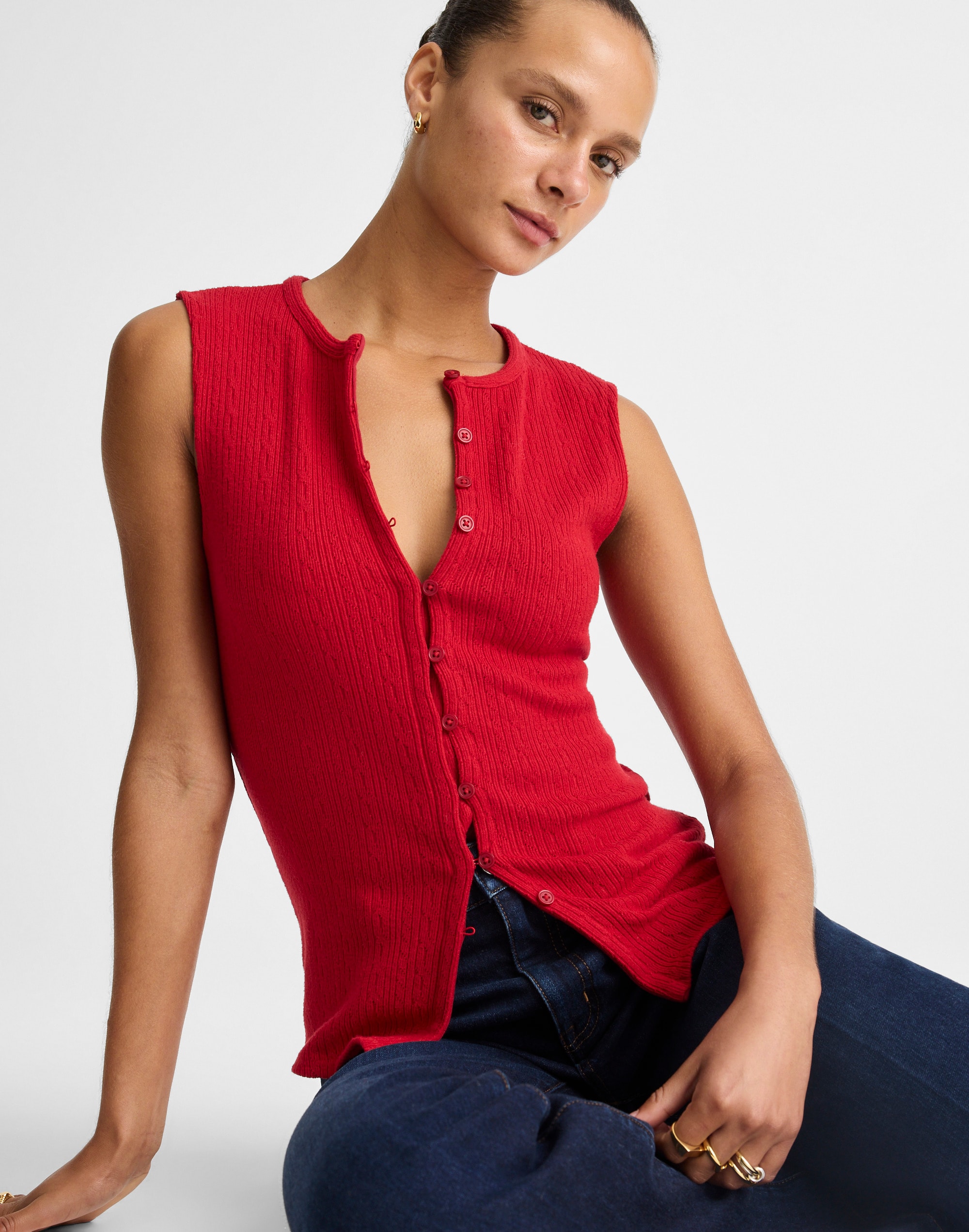 pointelle cutaway vest