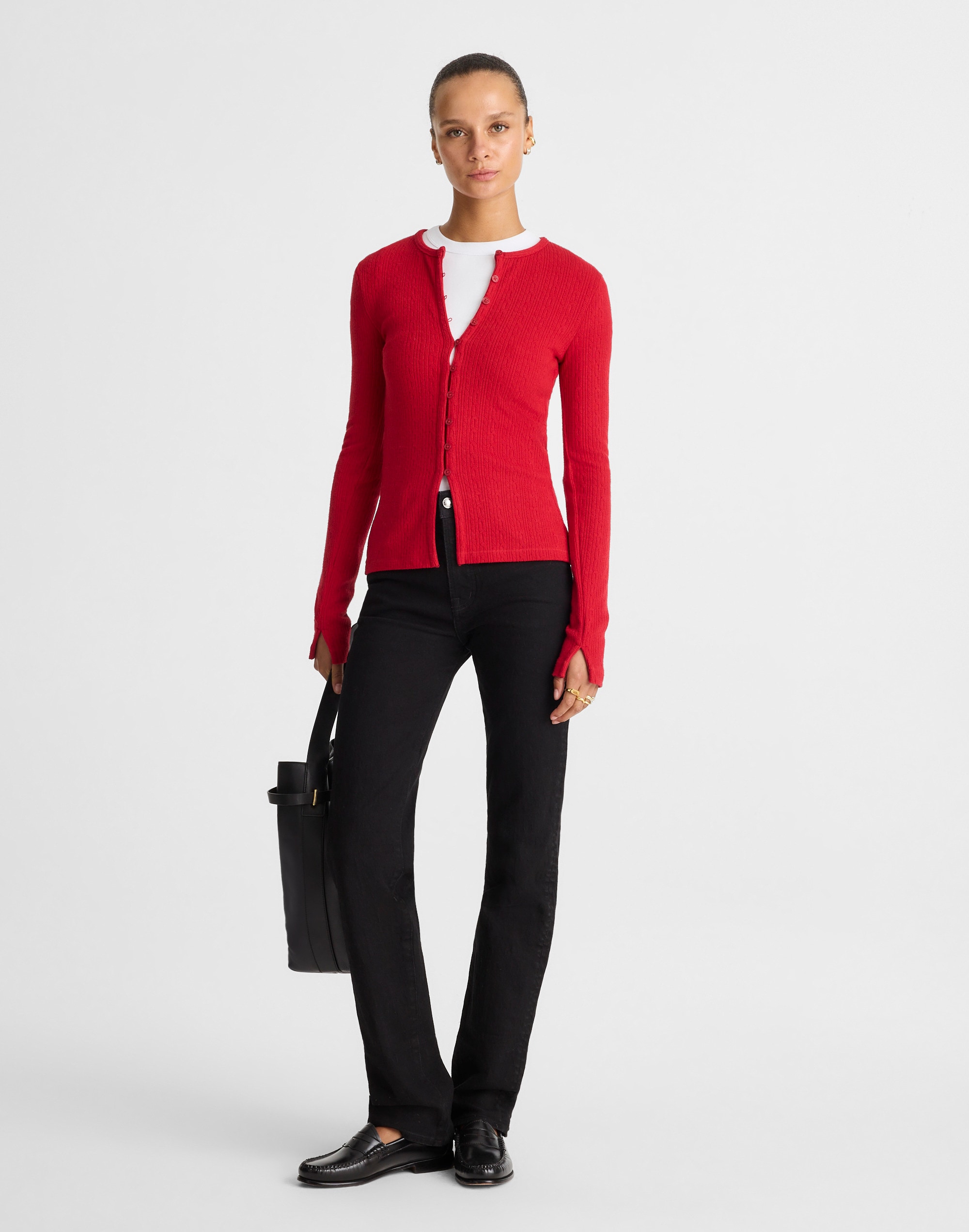 Pointelle Cutaway Cardigan