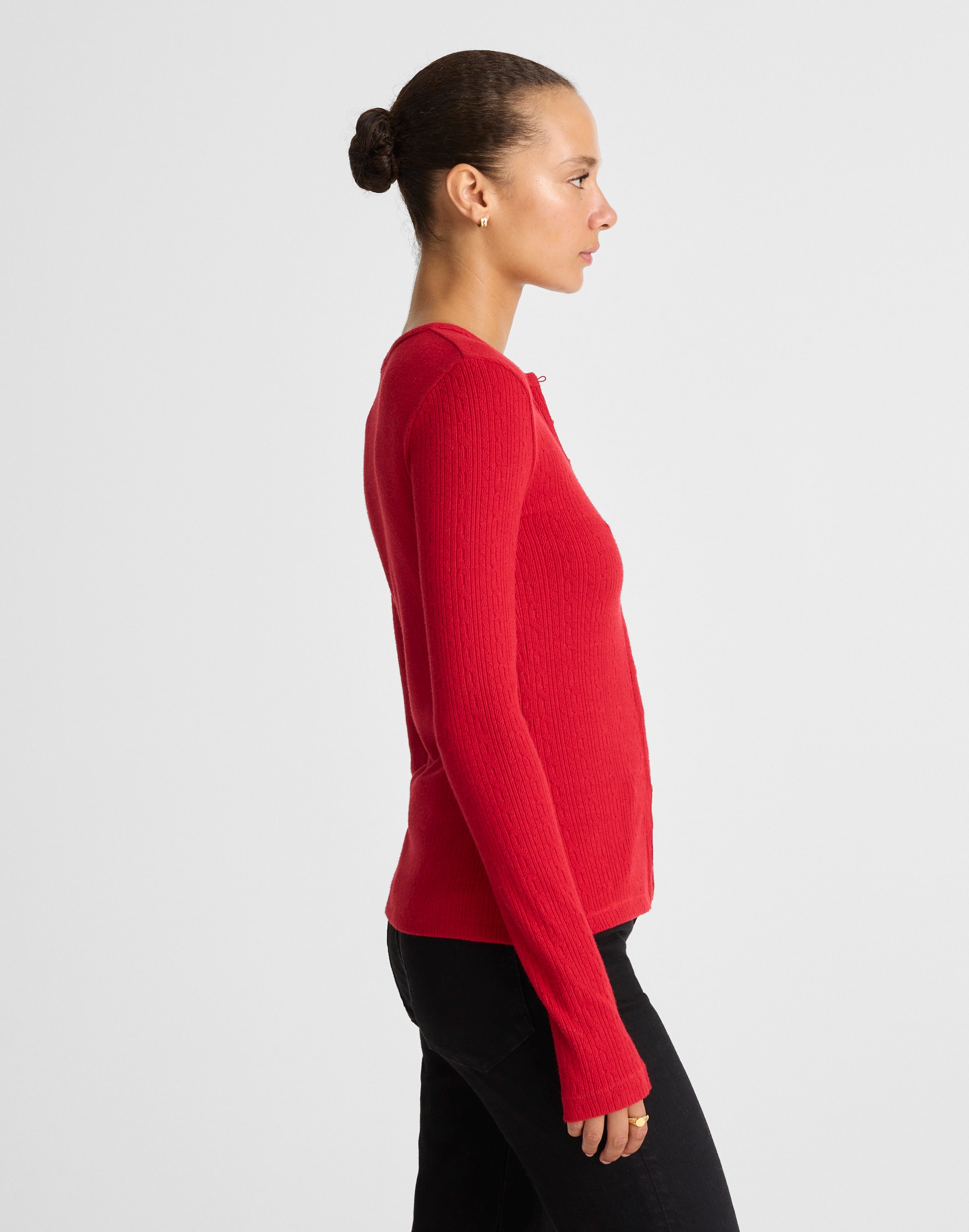 Pointelle Cutaway Cardigan