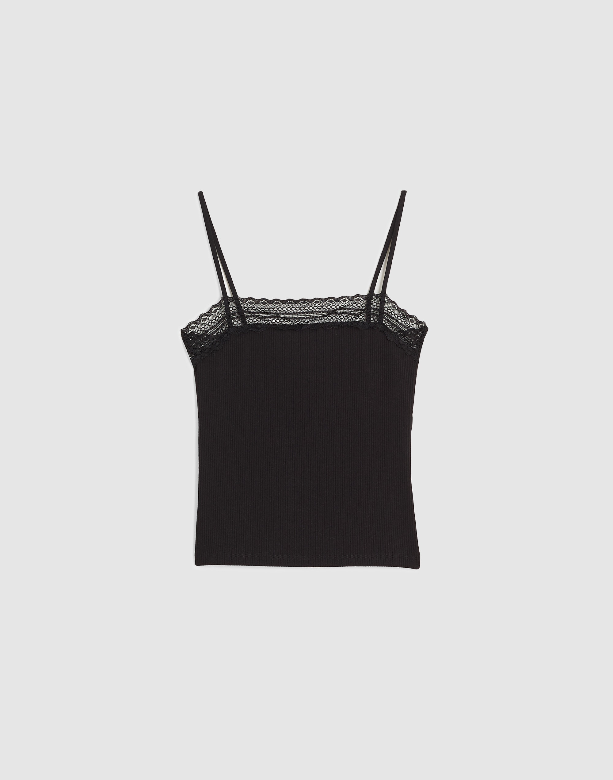 Madewell Lace-trim Square-neck Tank In Black