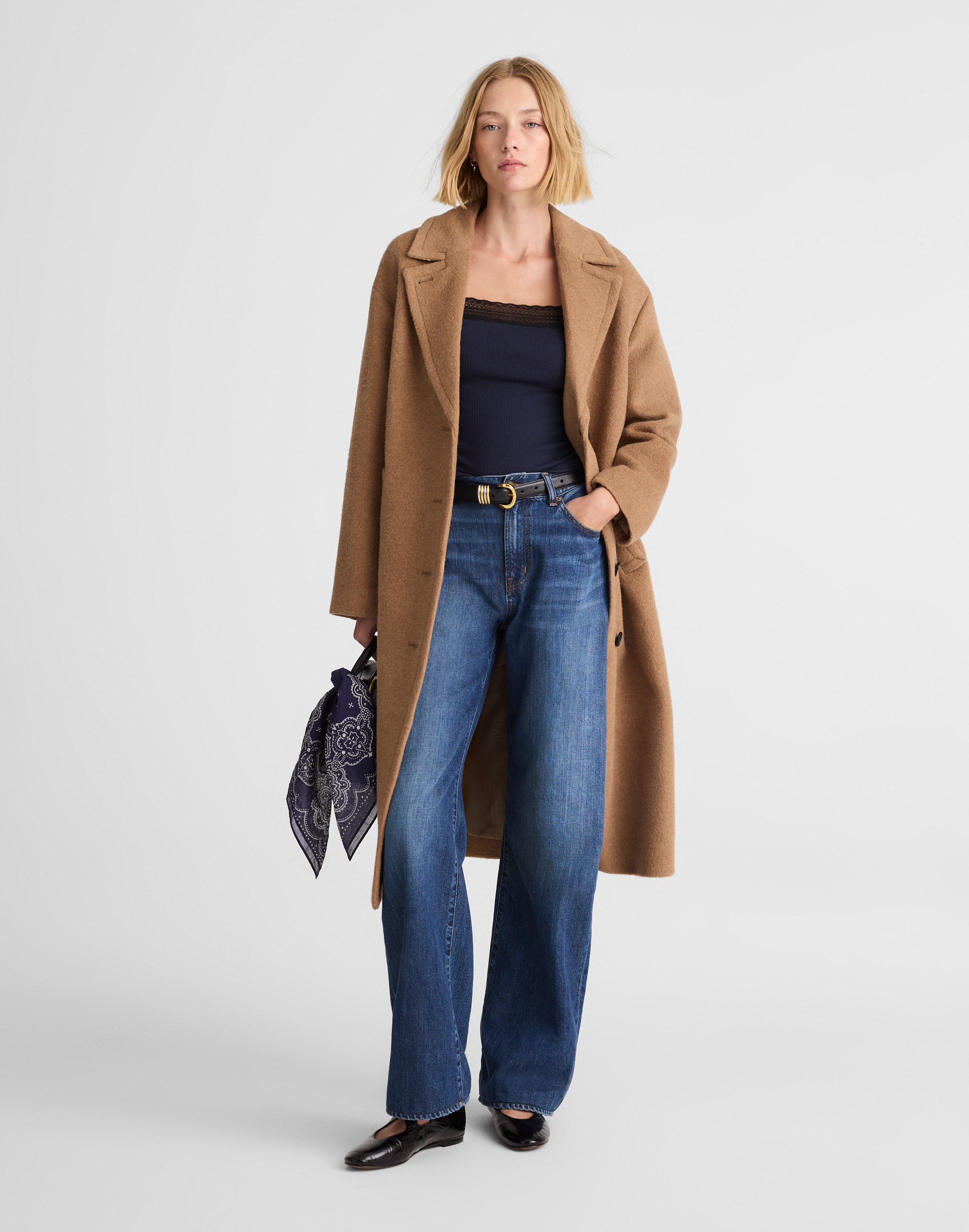 Madewell Lace-trim Square-neck Tank In Blue