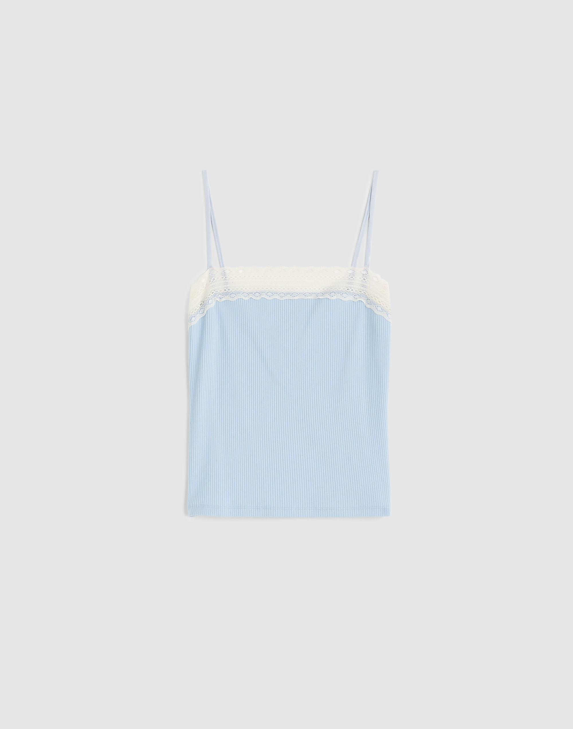 Madewell Lace-trim Square-neck Tank In Blue