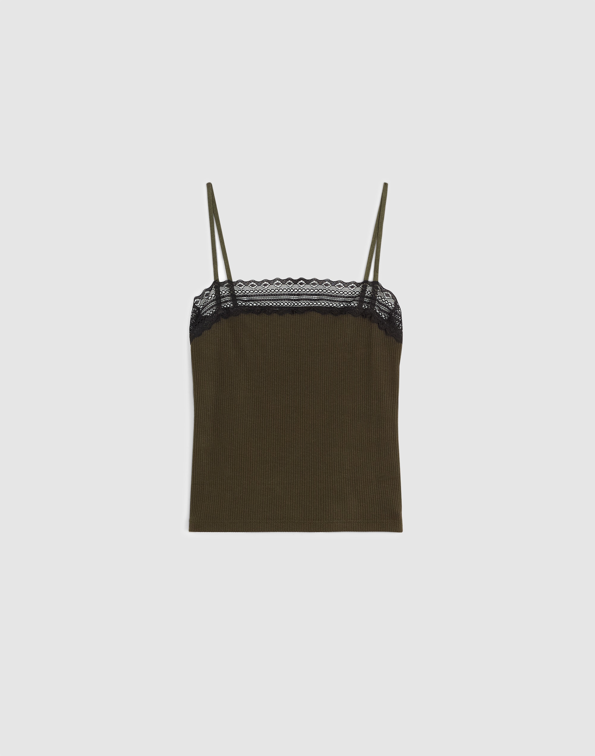 Madewell Lace-trim Square-neck Tank In Green