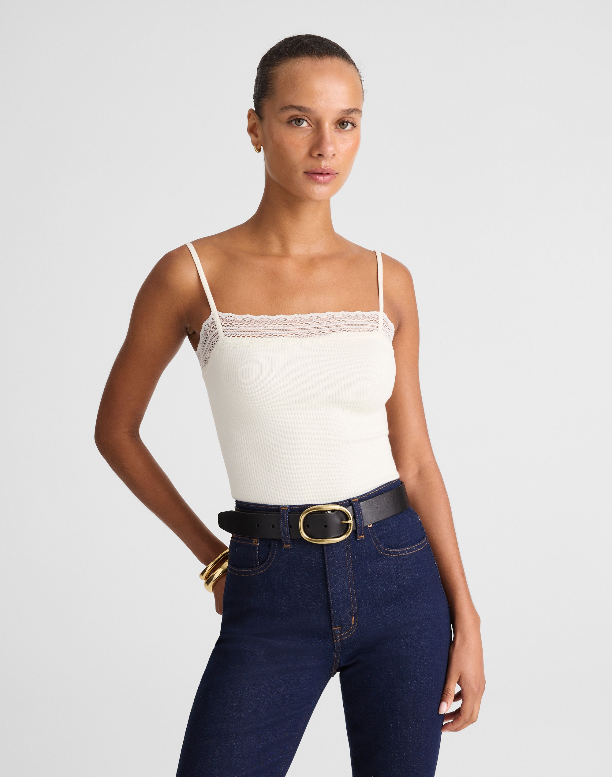 Lace-Trim Square-Neck Tank