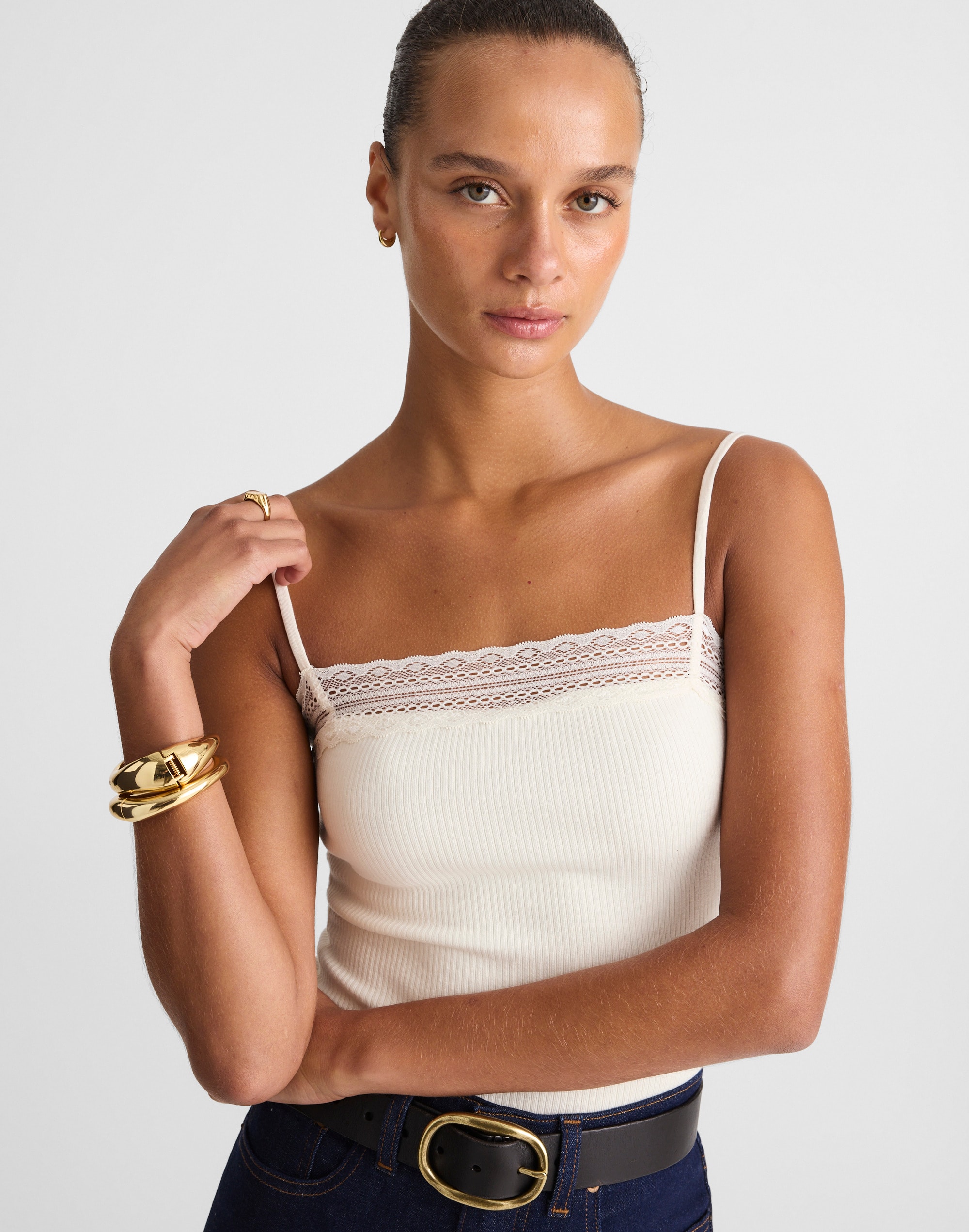 Lace-Trim Square-Neck Tank