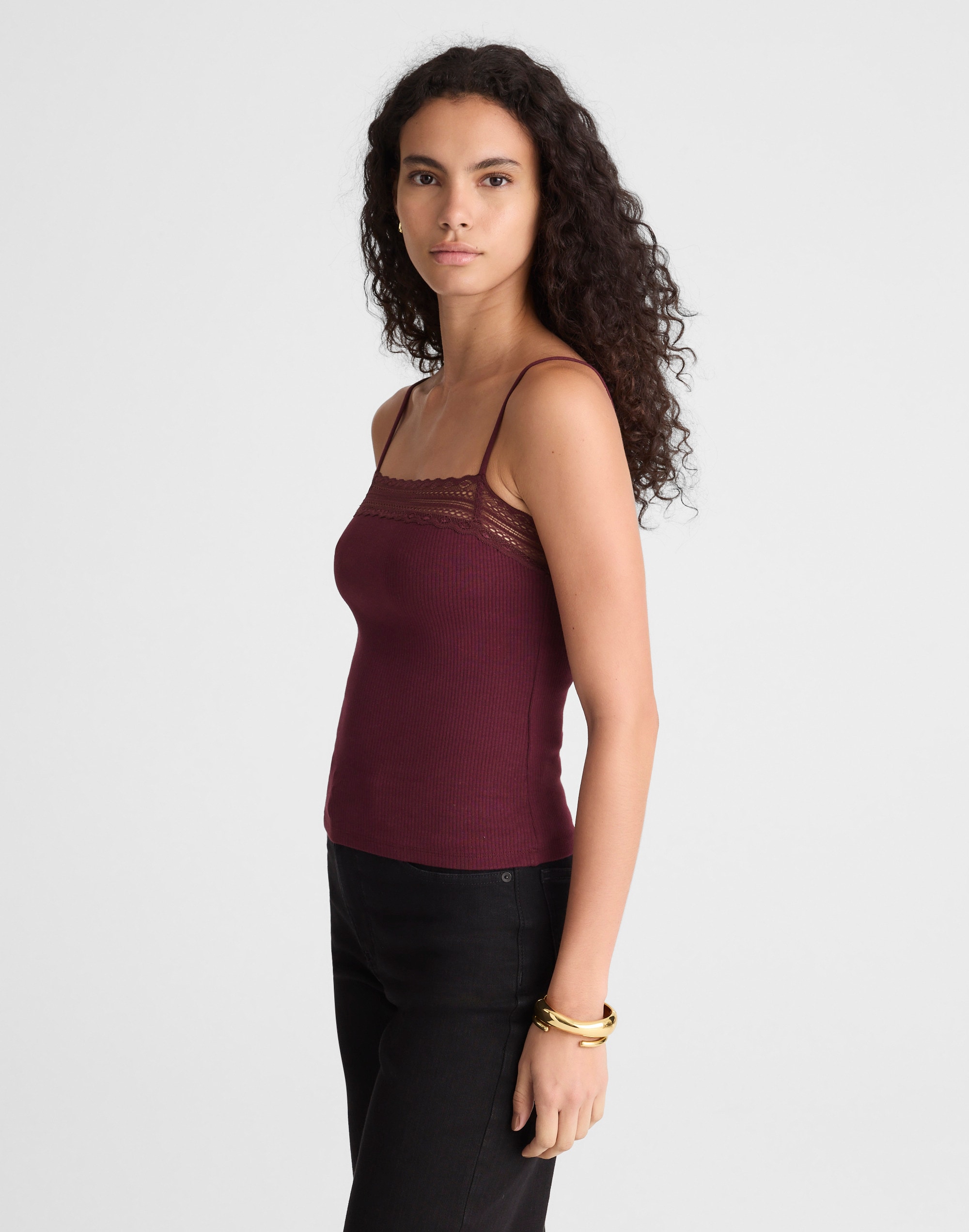 Lace-Trim Square-Neck Tank