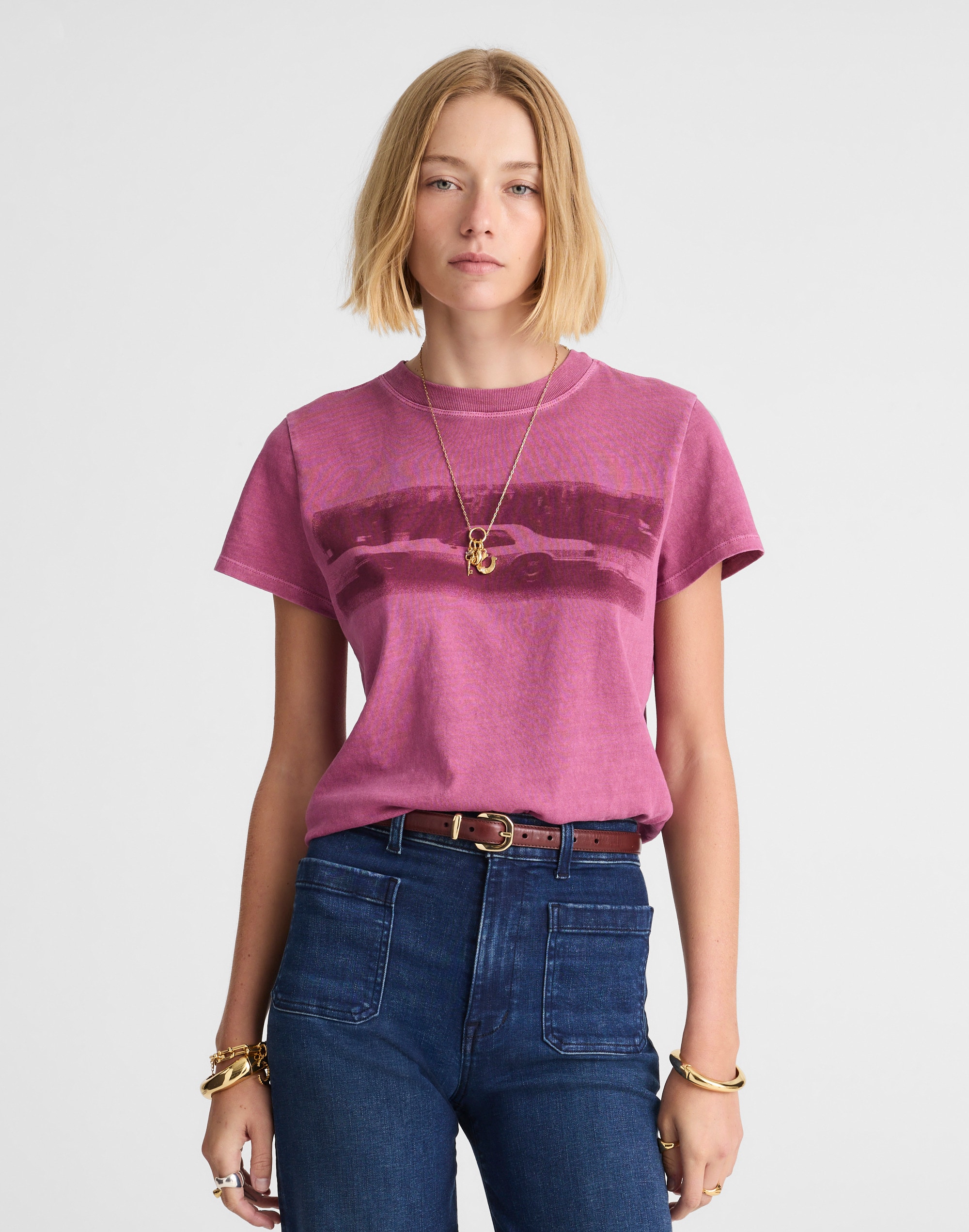 graphic crewneck tee in vintage jersey