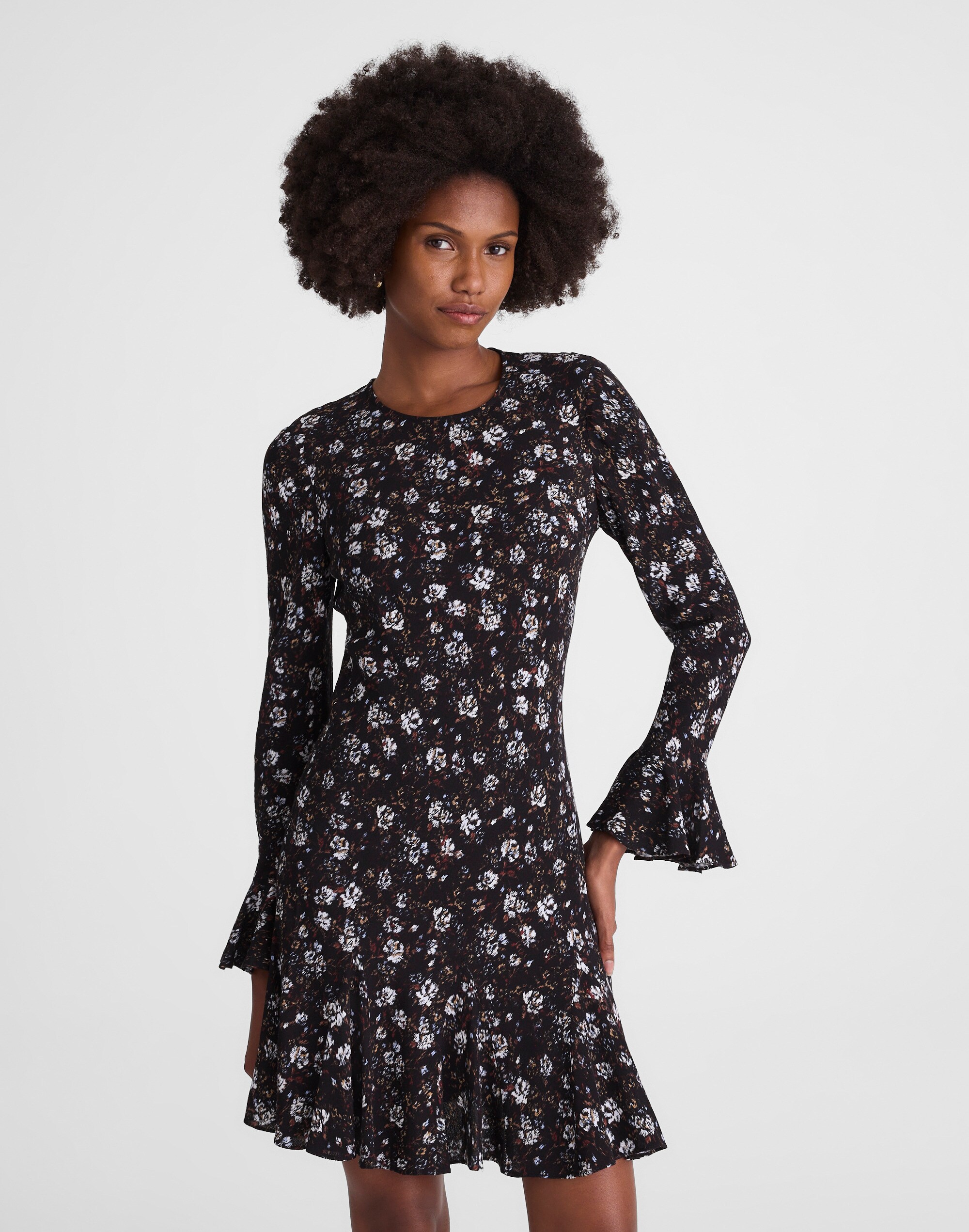 Madewell Long-sleeve A-line Mini Dress In Black