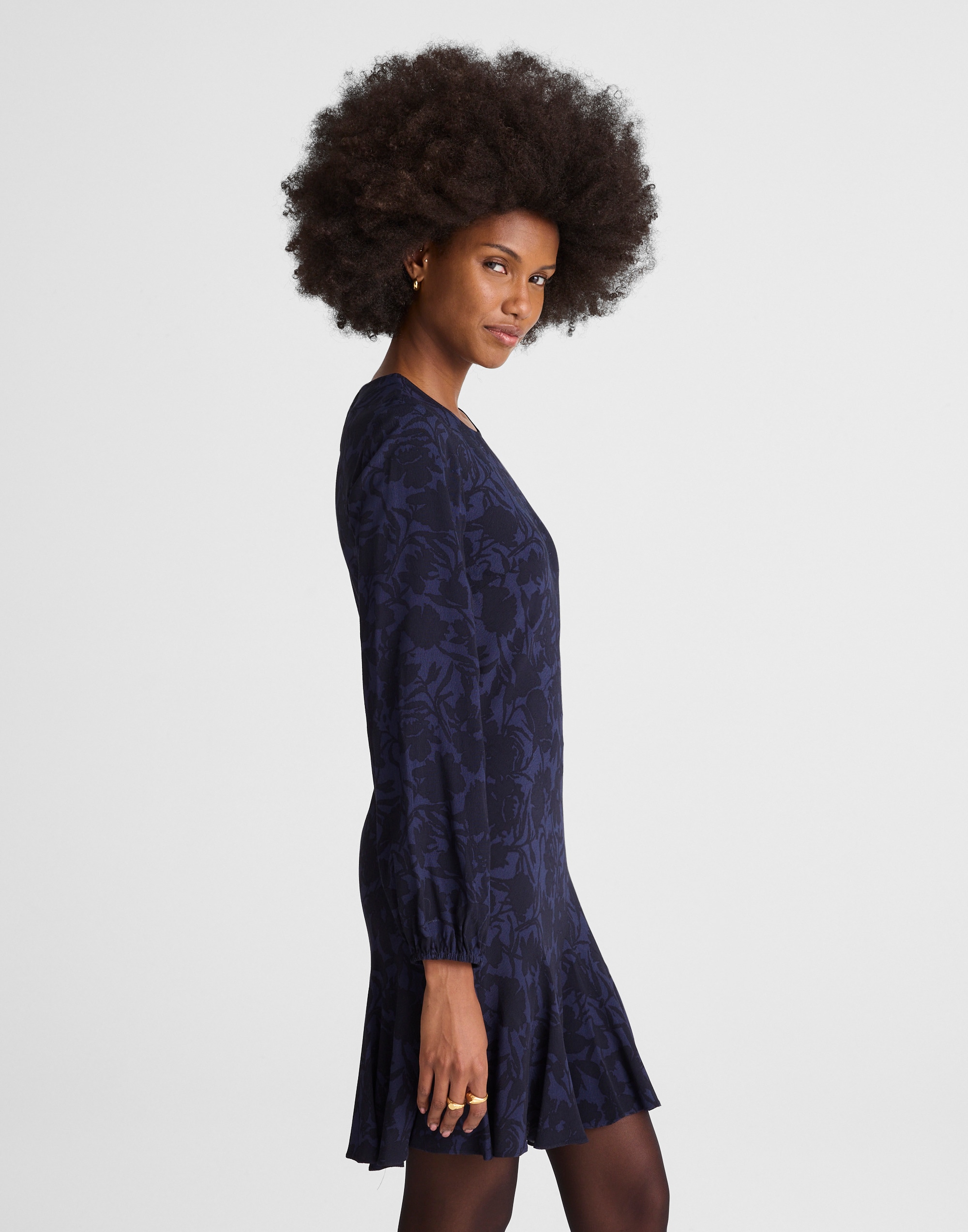 Puff-Sleeve Flare Mini Dress