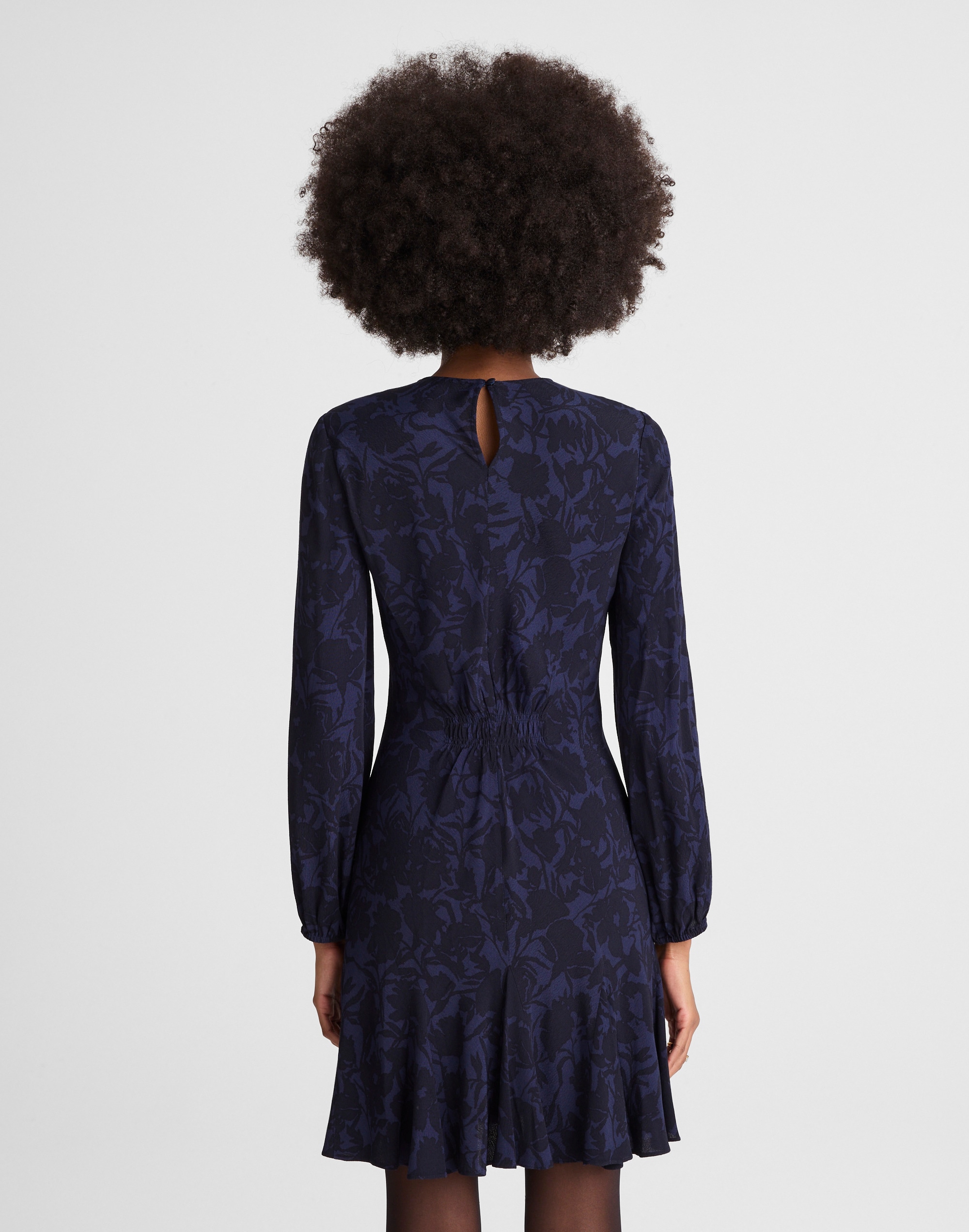 Puff-Sleeve Flare Mini Dress