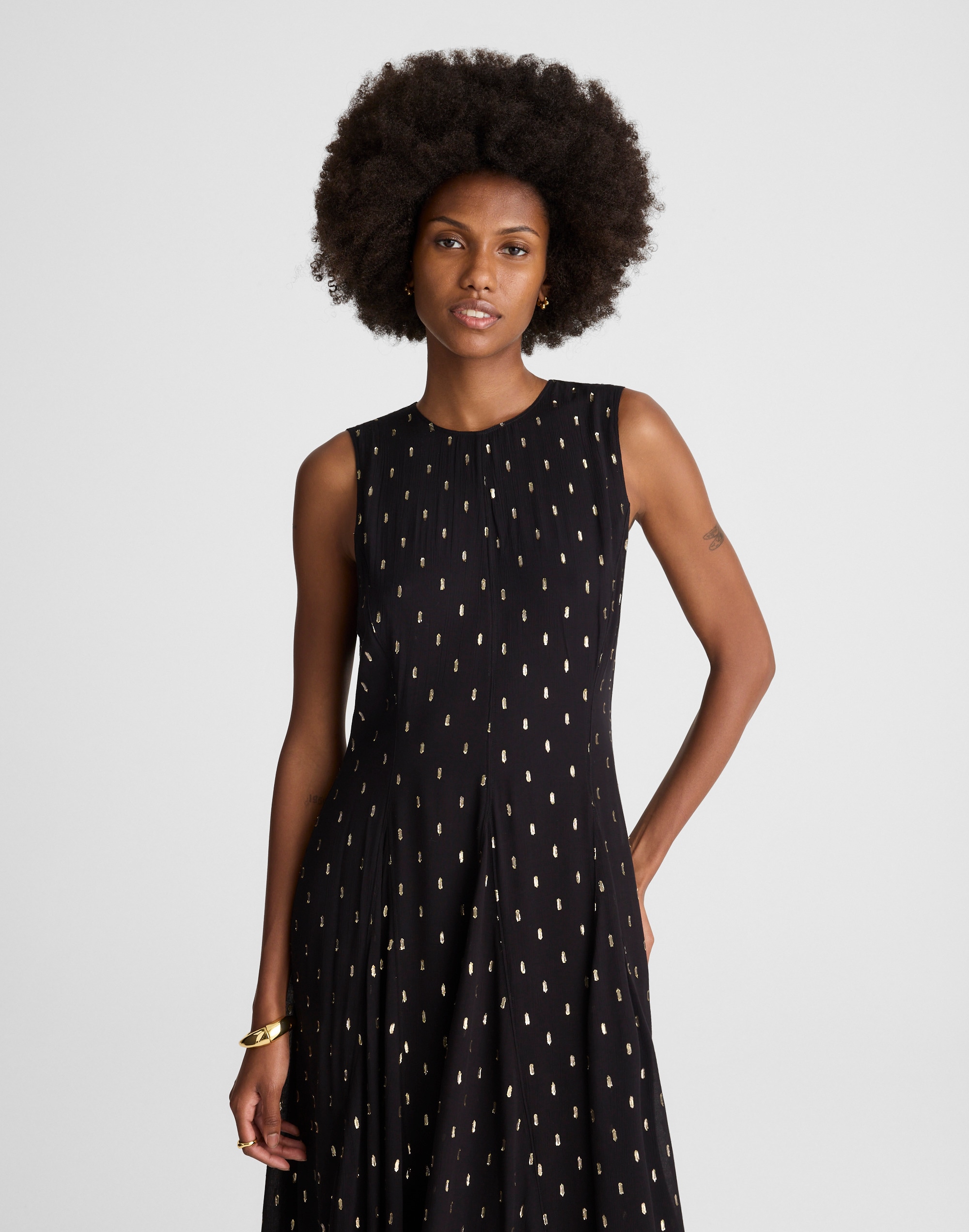 Madewell Sleeveless Flared Midi Dress In Black