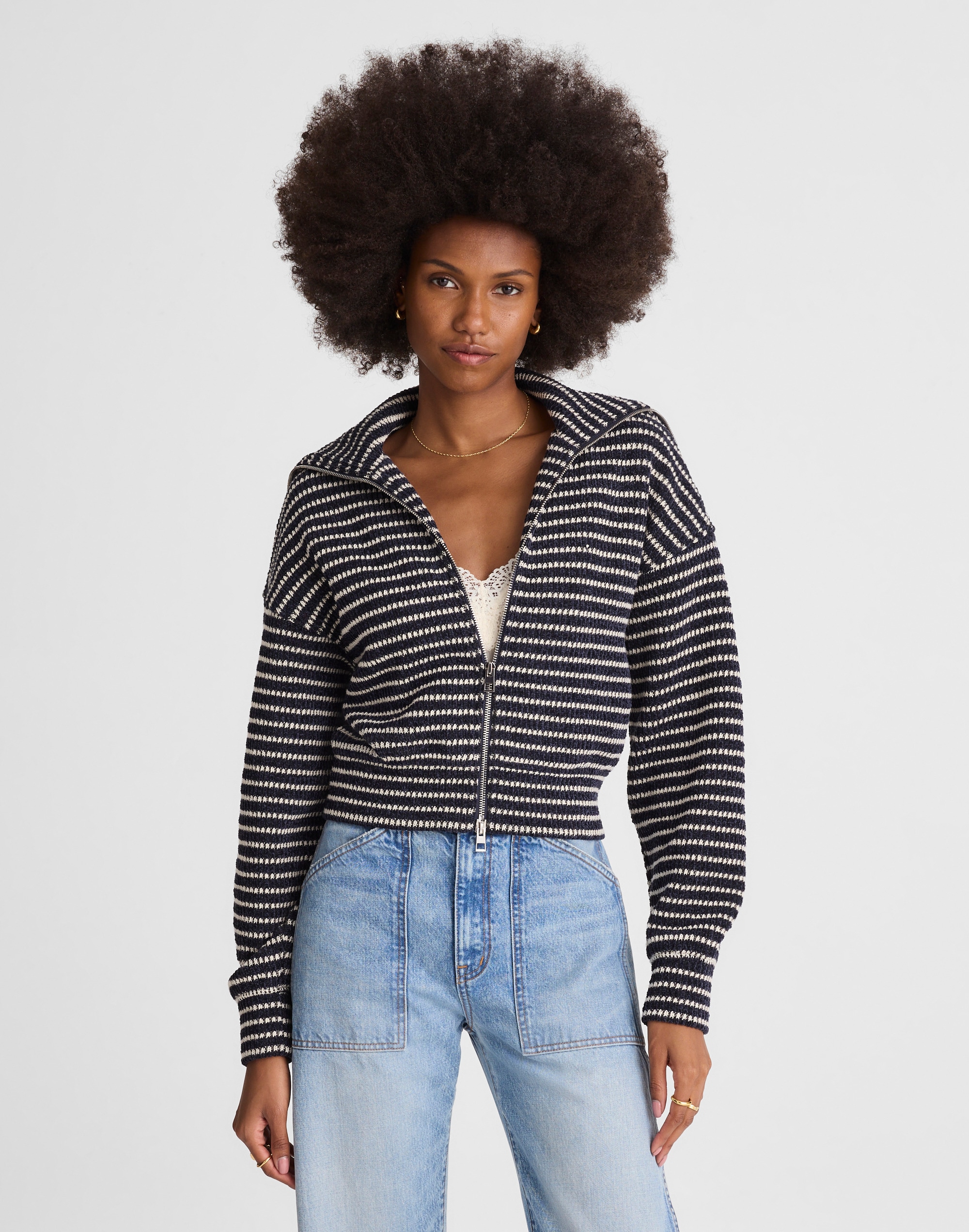 Madewell Zip-up Knit Jacket In Black