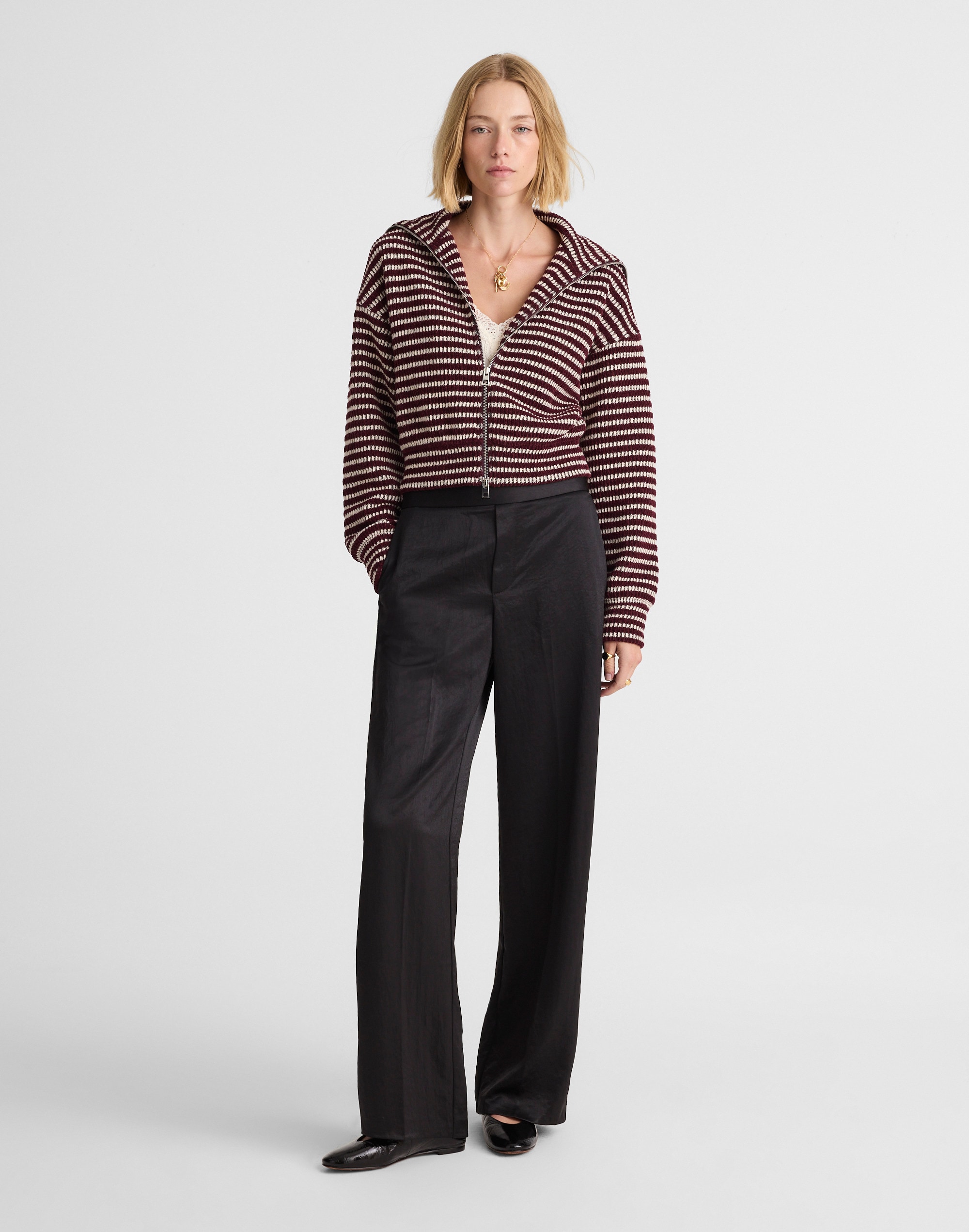 Madewell Zip-up Knit Jacket In Brown