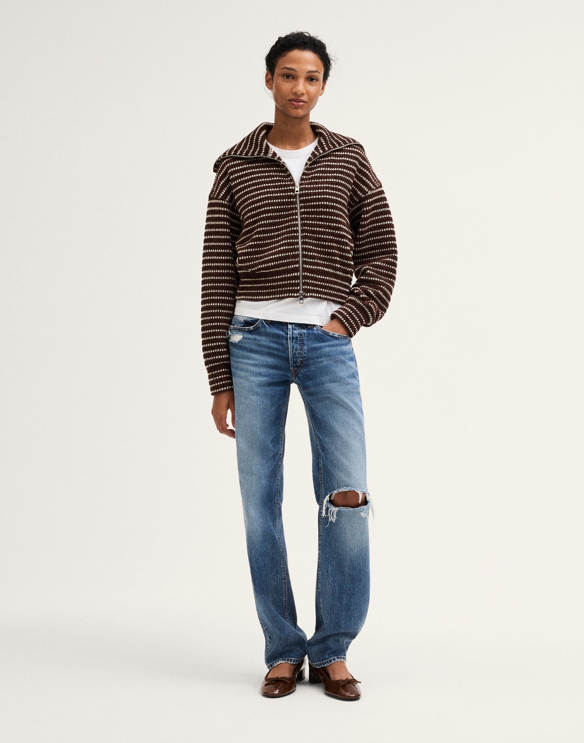 Zip-Up Knit Jacket