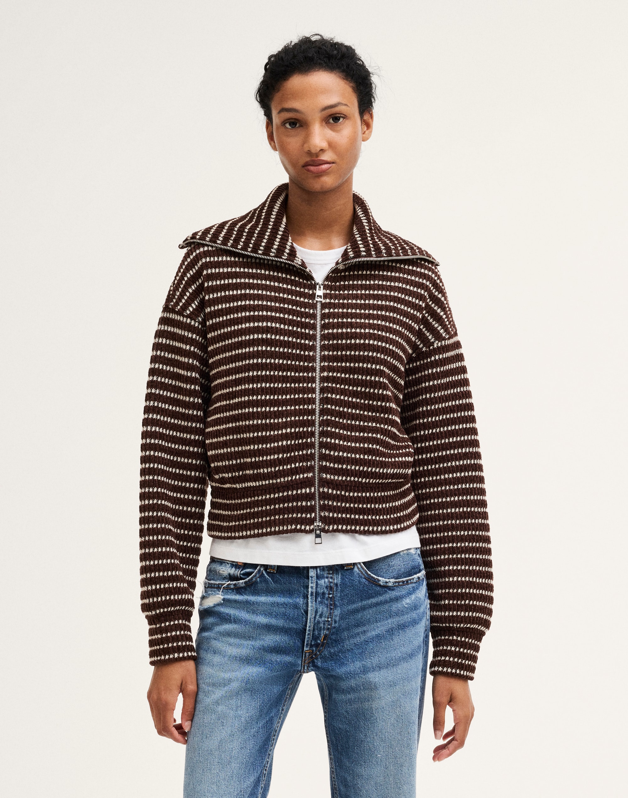 Zip-Up Knit Jacket