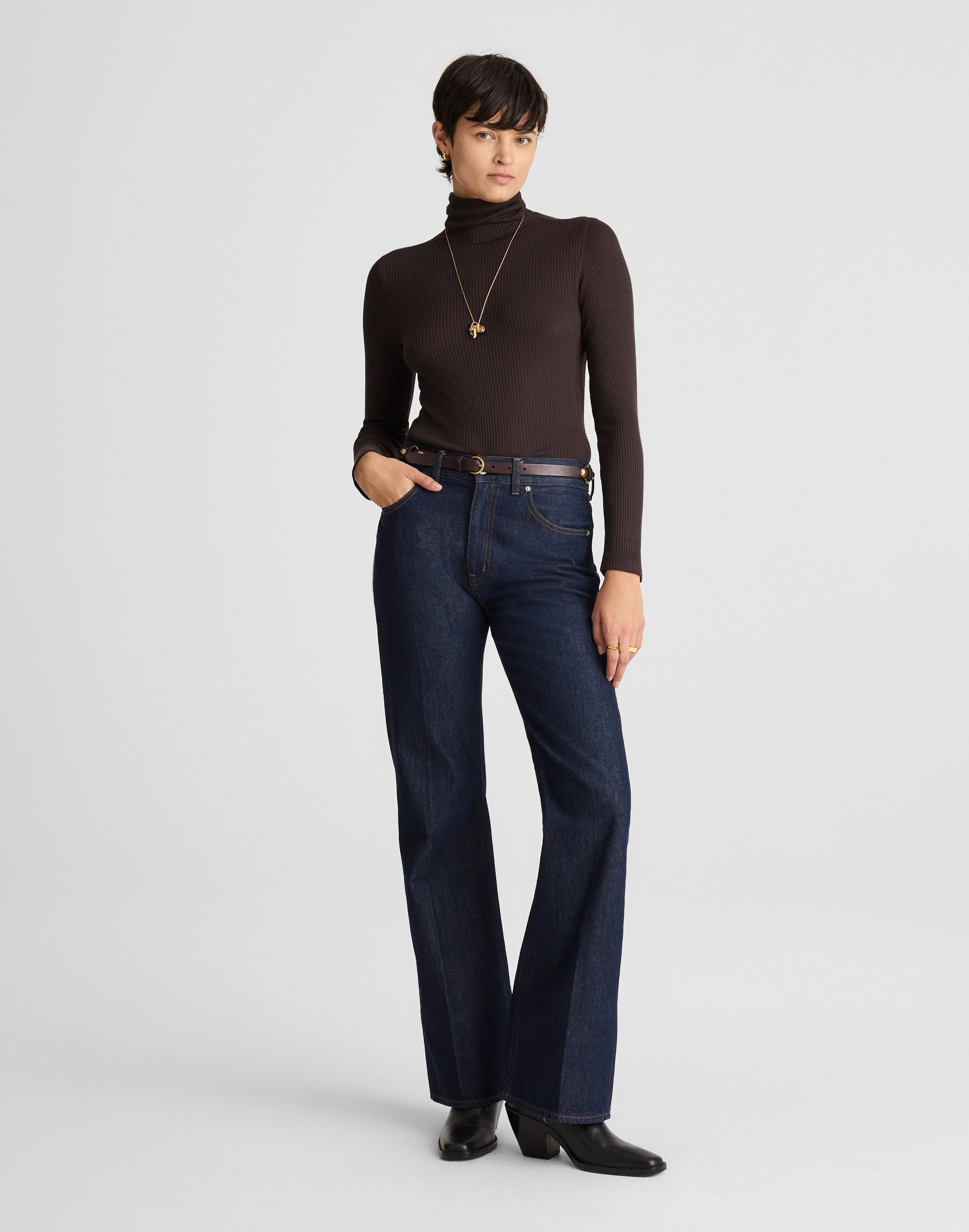 Ribbed Turtleneck Long-Sleeve Tee Alternate Image 1