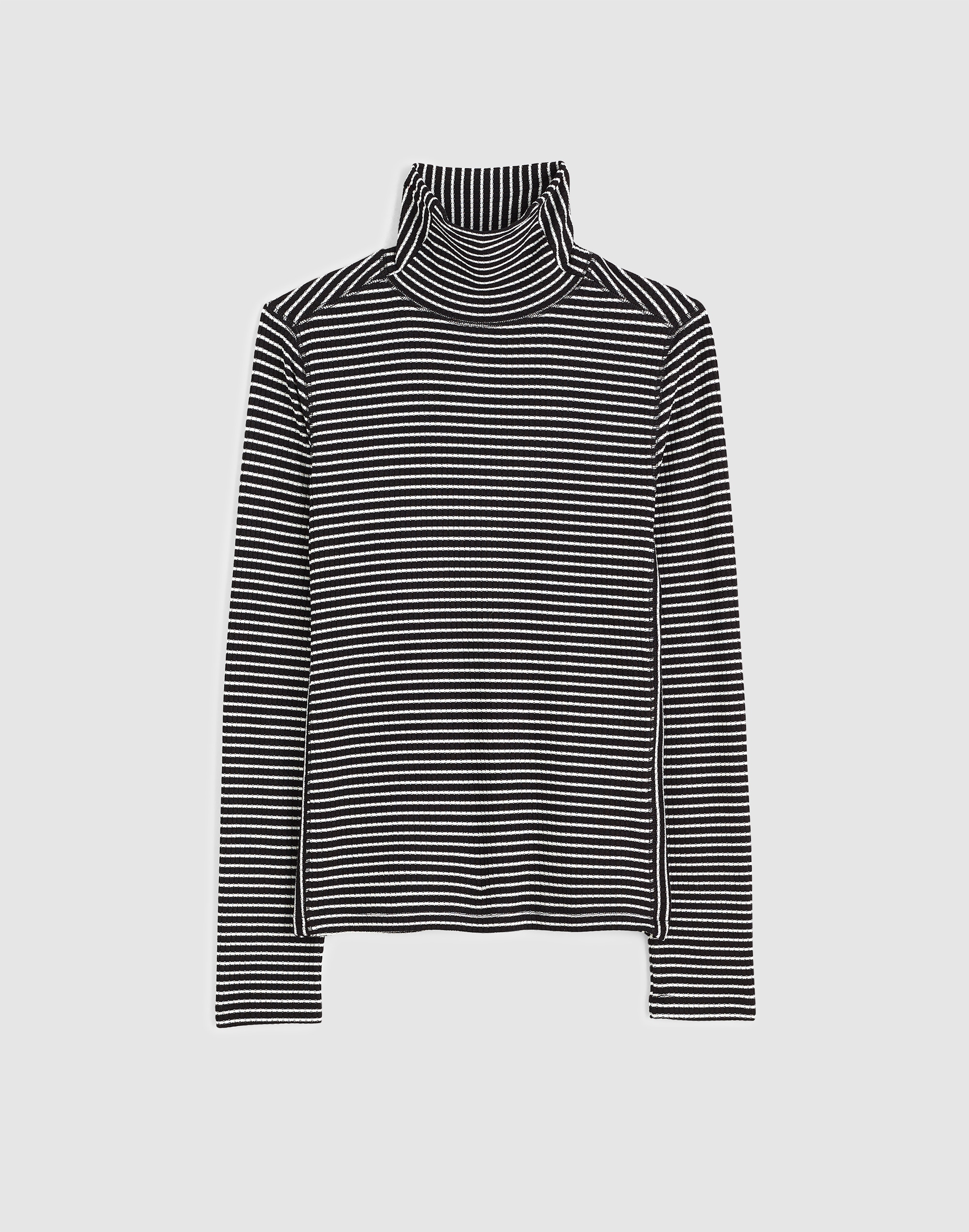Ribbed Turtleneck Tee in Stripe Alternate Image 6