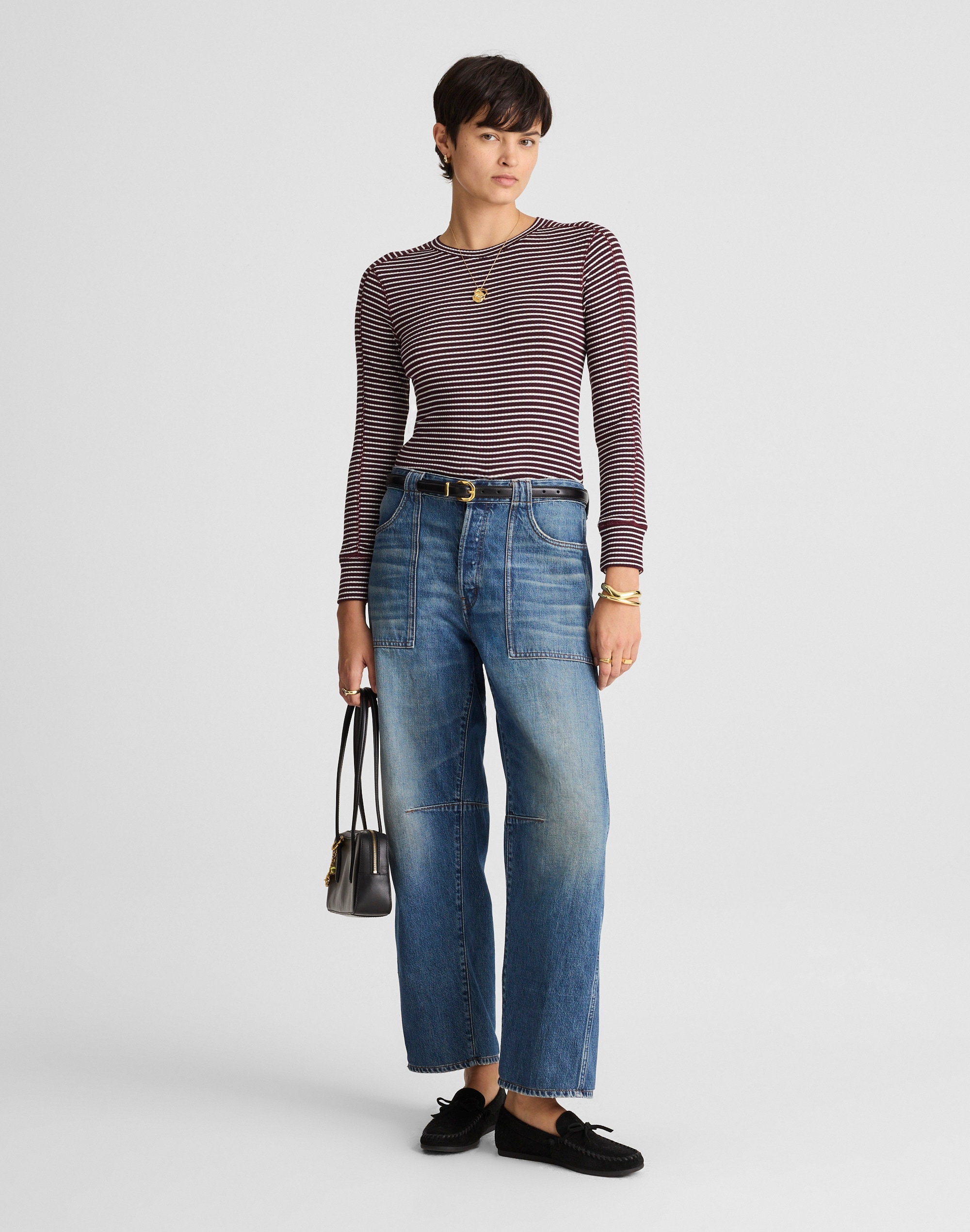 Ribbed Crewneck Long-Sleeve Tee Alternate Image 1