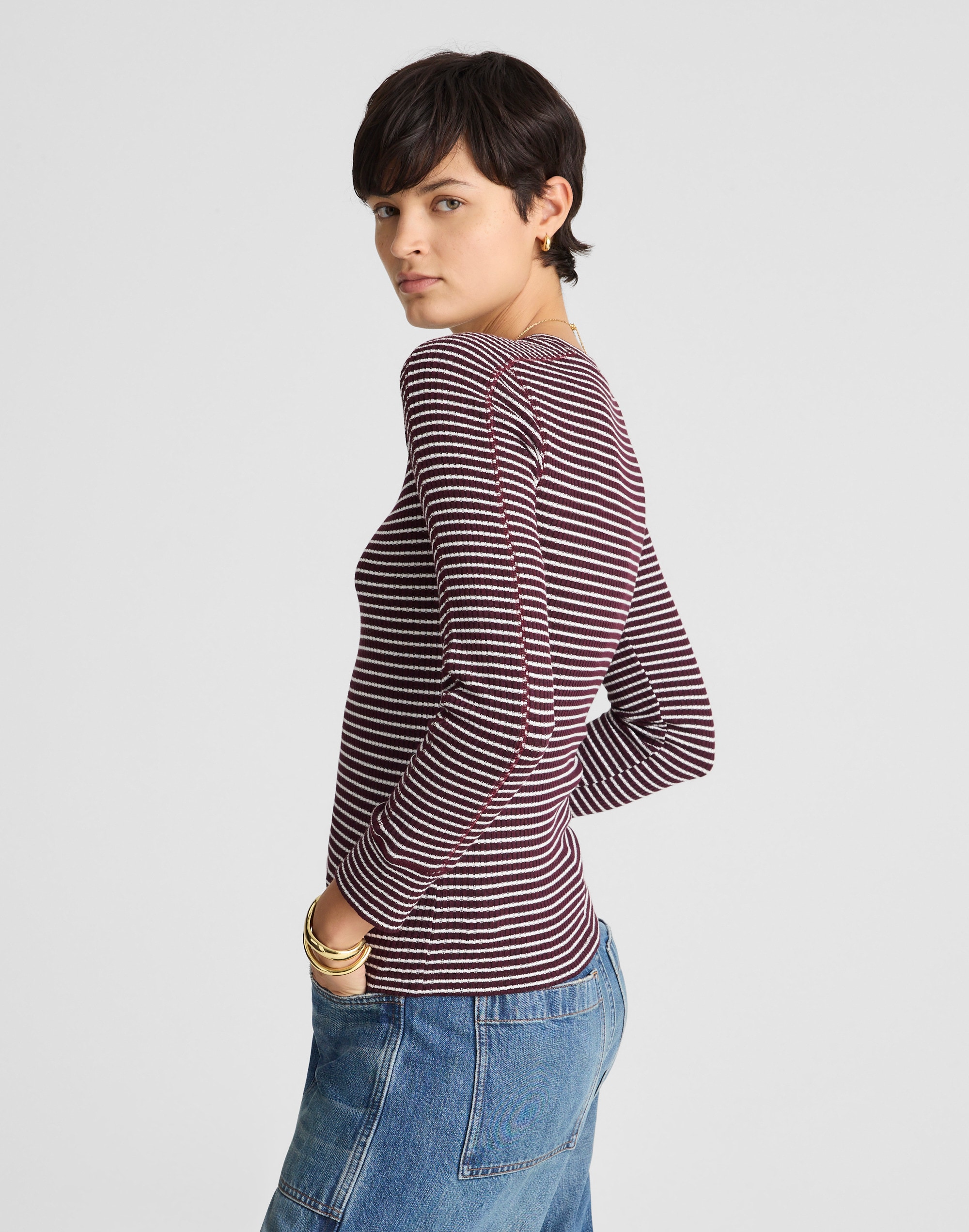Ribbed Crewneck Long-Sleeve Tee Alternate Image 3