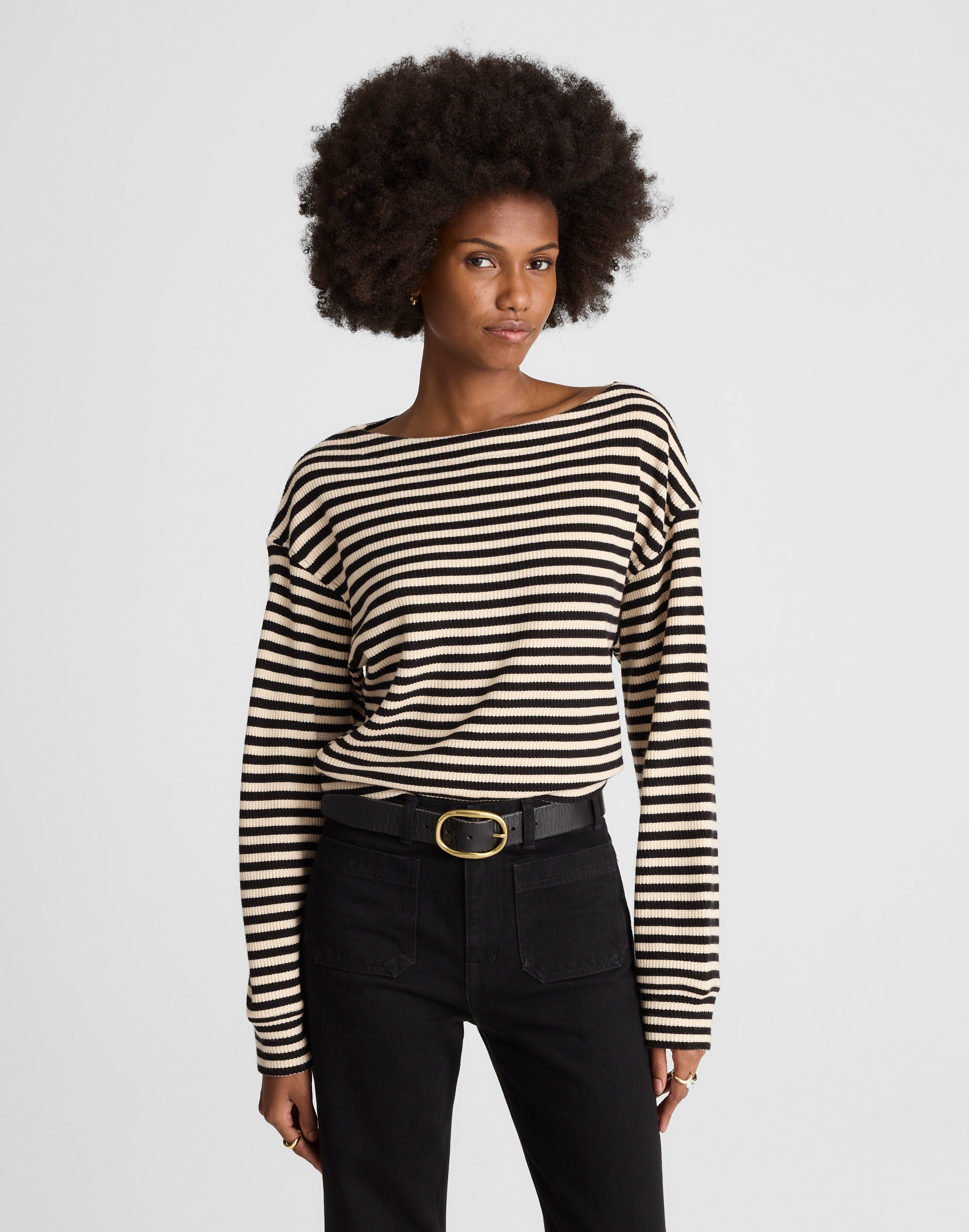 Boatneck Drop-Shoulder Sweater