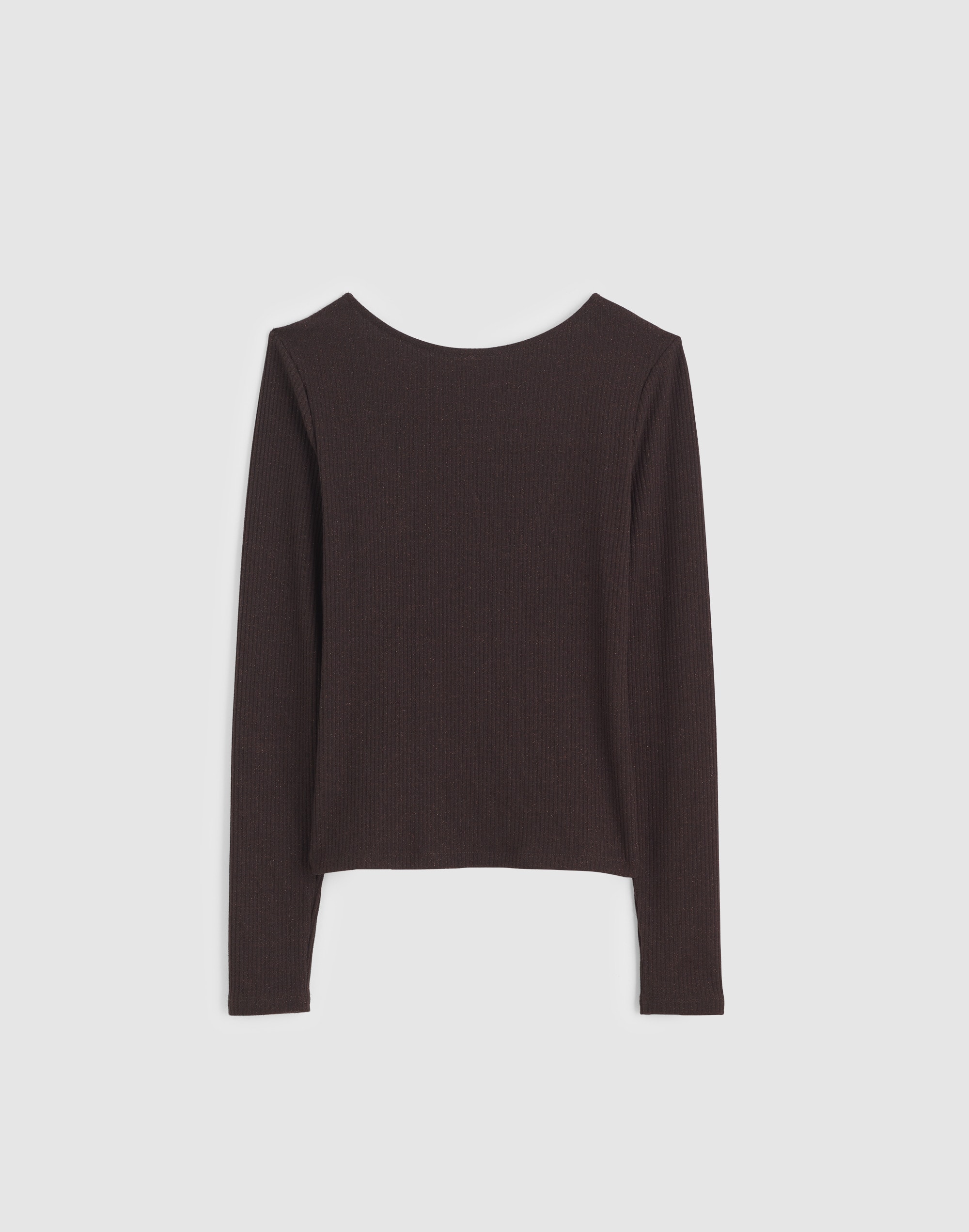 Sparkle Scoop-Back Long-Sleeve Top