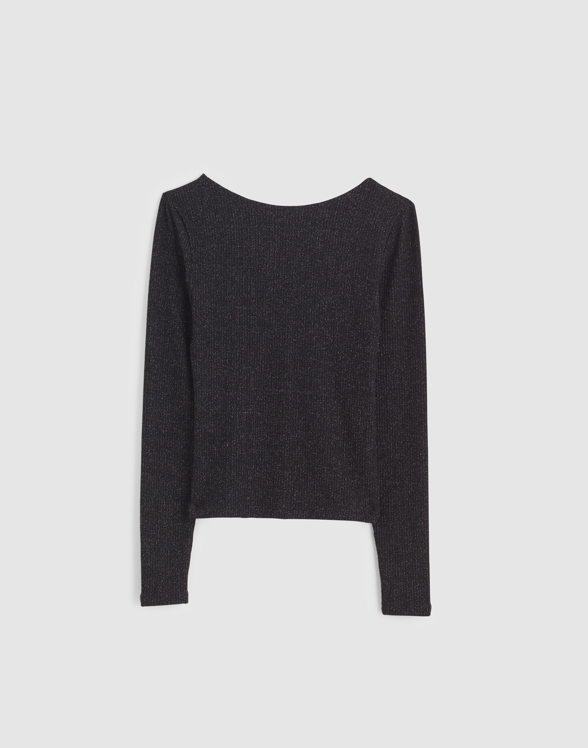Sparkle Scoop-Back Long-Sleeve Top