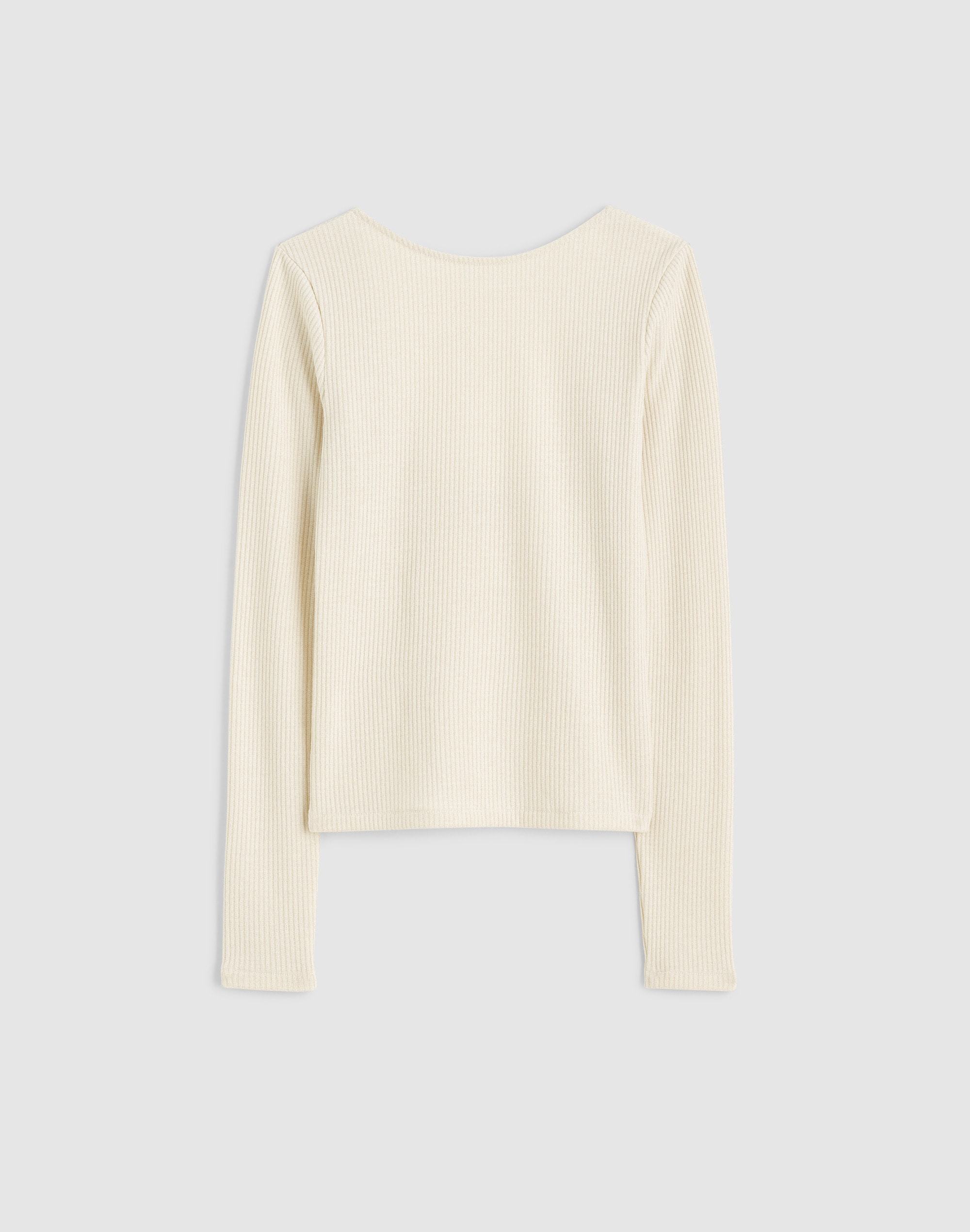 Sparkle Scoop-Back Long-Sleeve Top