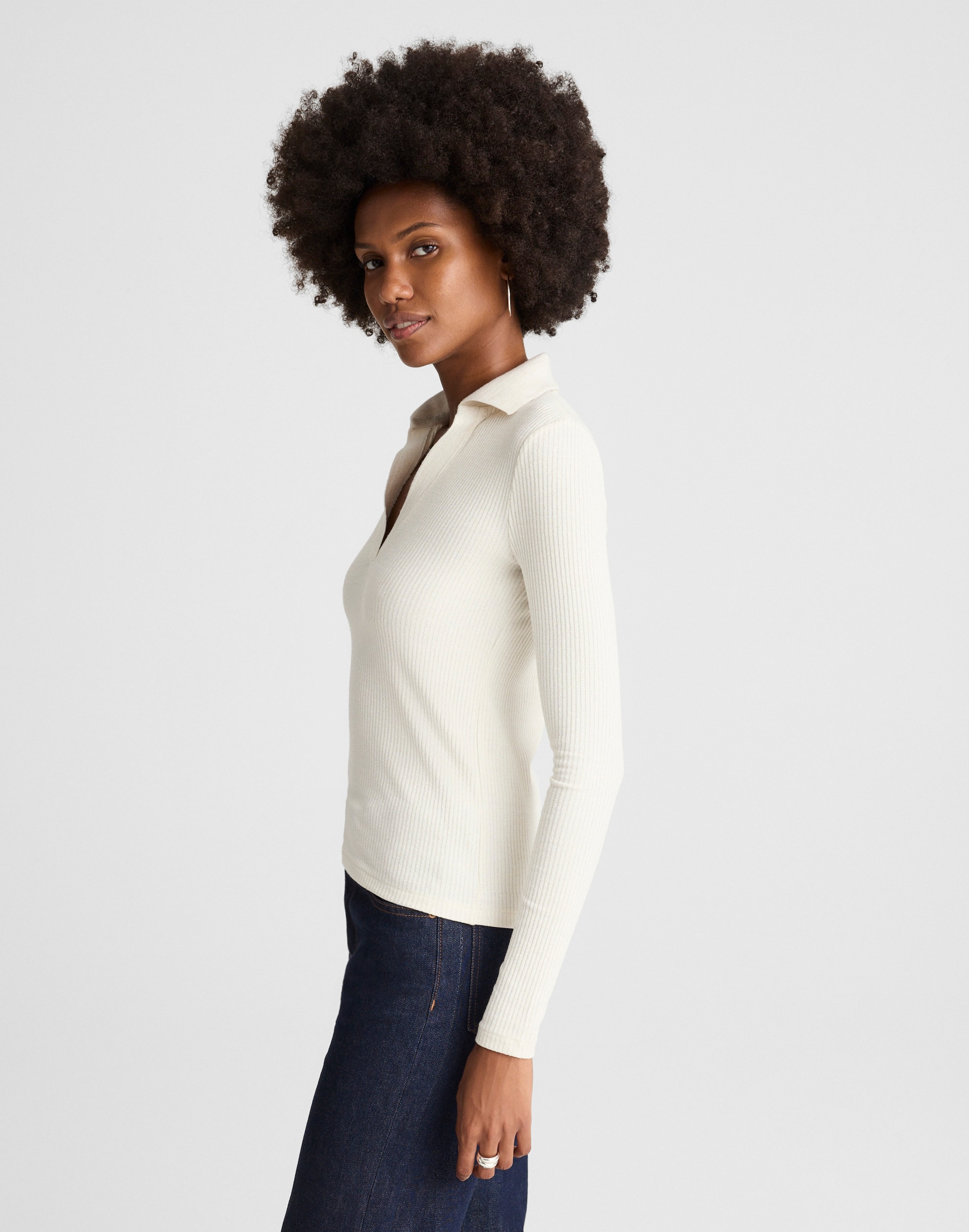 Sparkle Long-Sleeve Polo Top