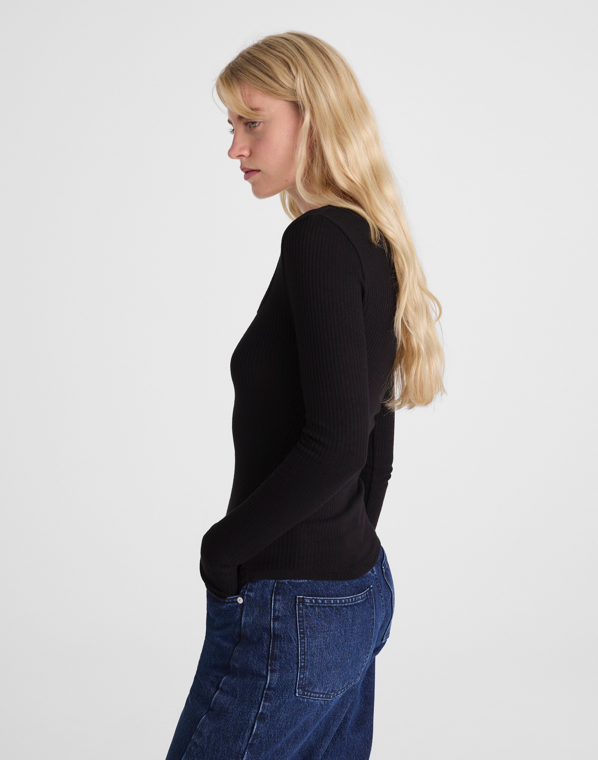 Square-Neck Long-Sleeve Top