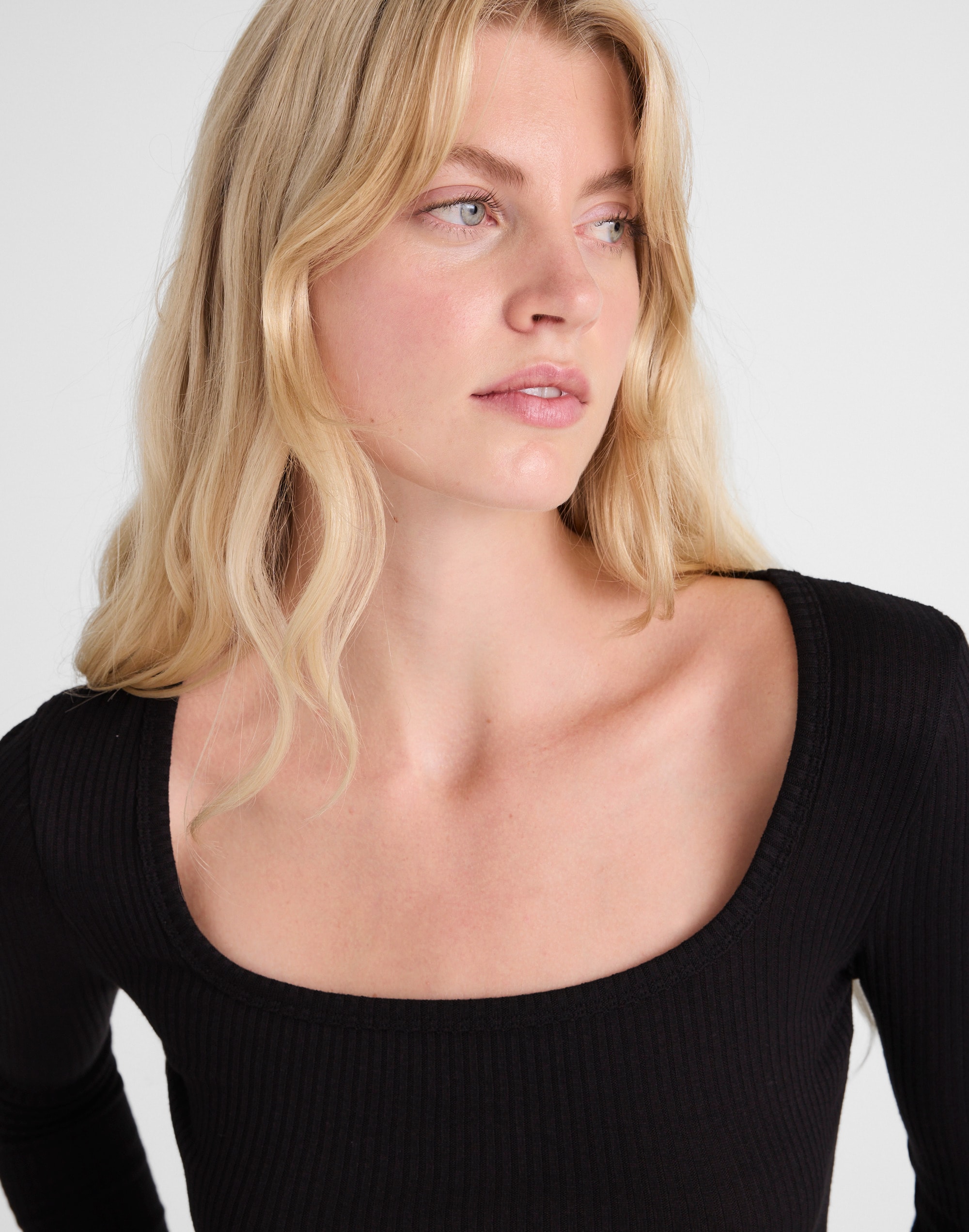 Square-Neck Long-Sleeve Top