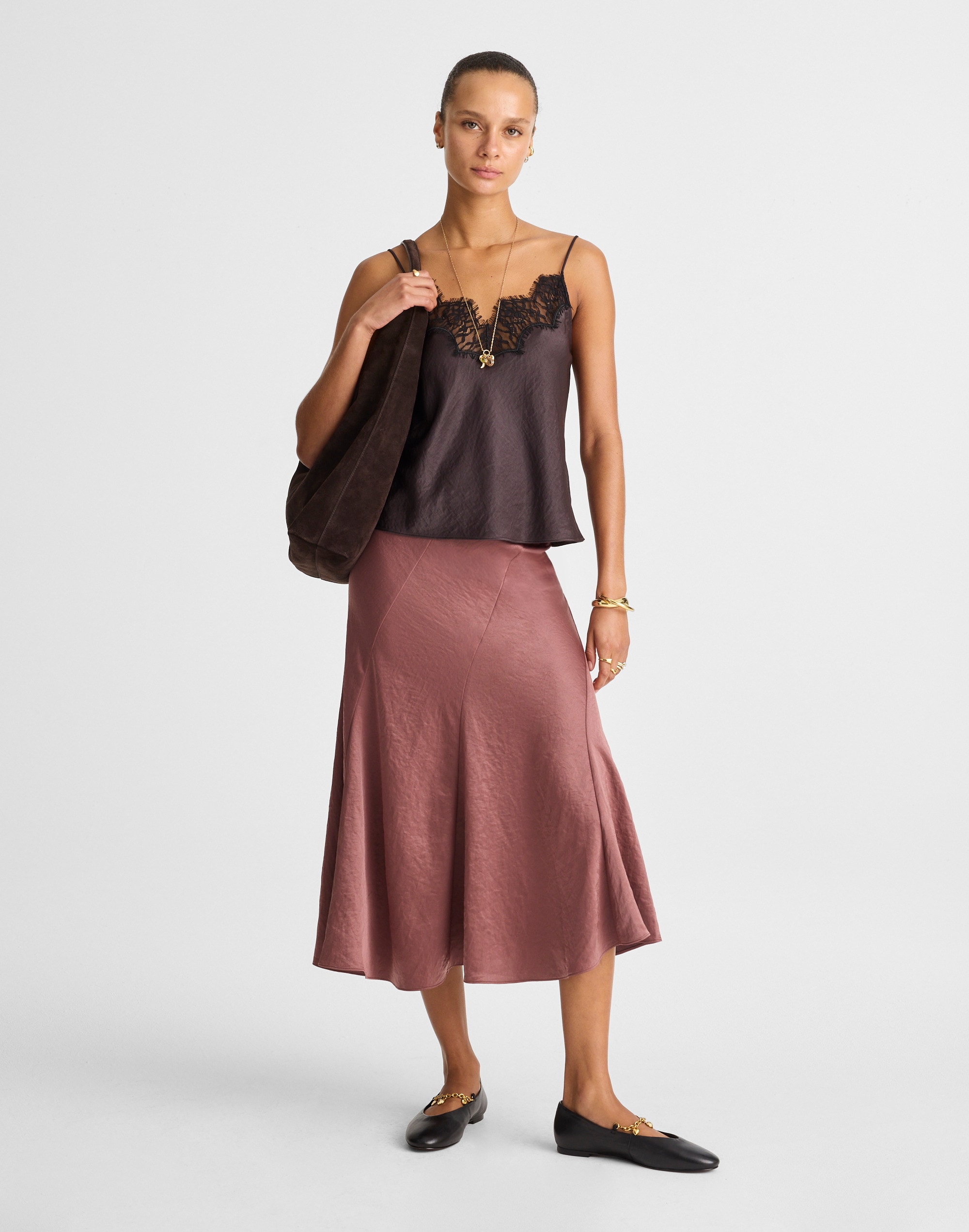 Madewell Midi Skirt In Brown