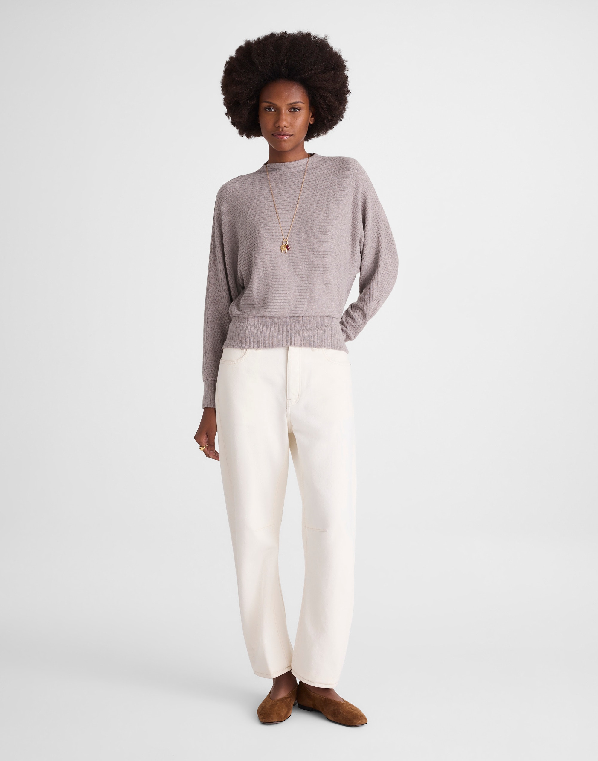 Mockneck Dolman-Sleeve Top