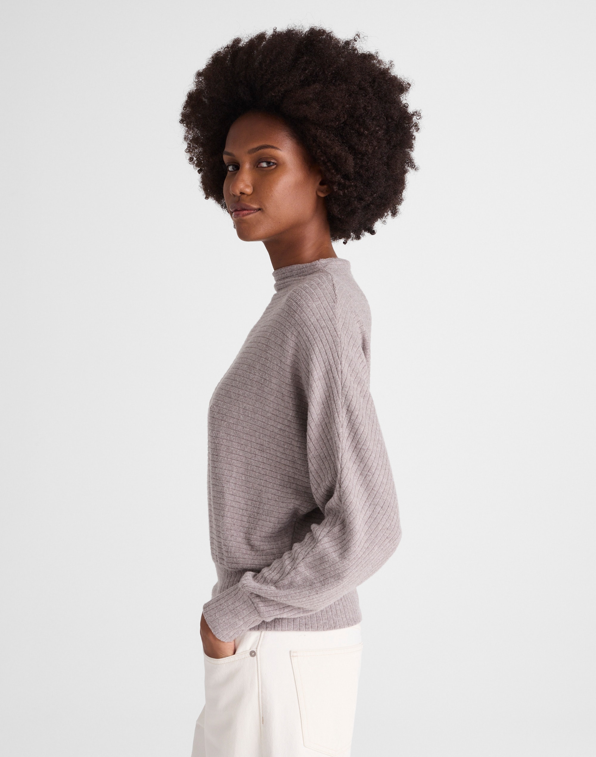 Mockneck Dolman-Sleeve Top