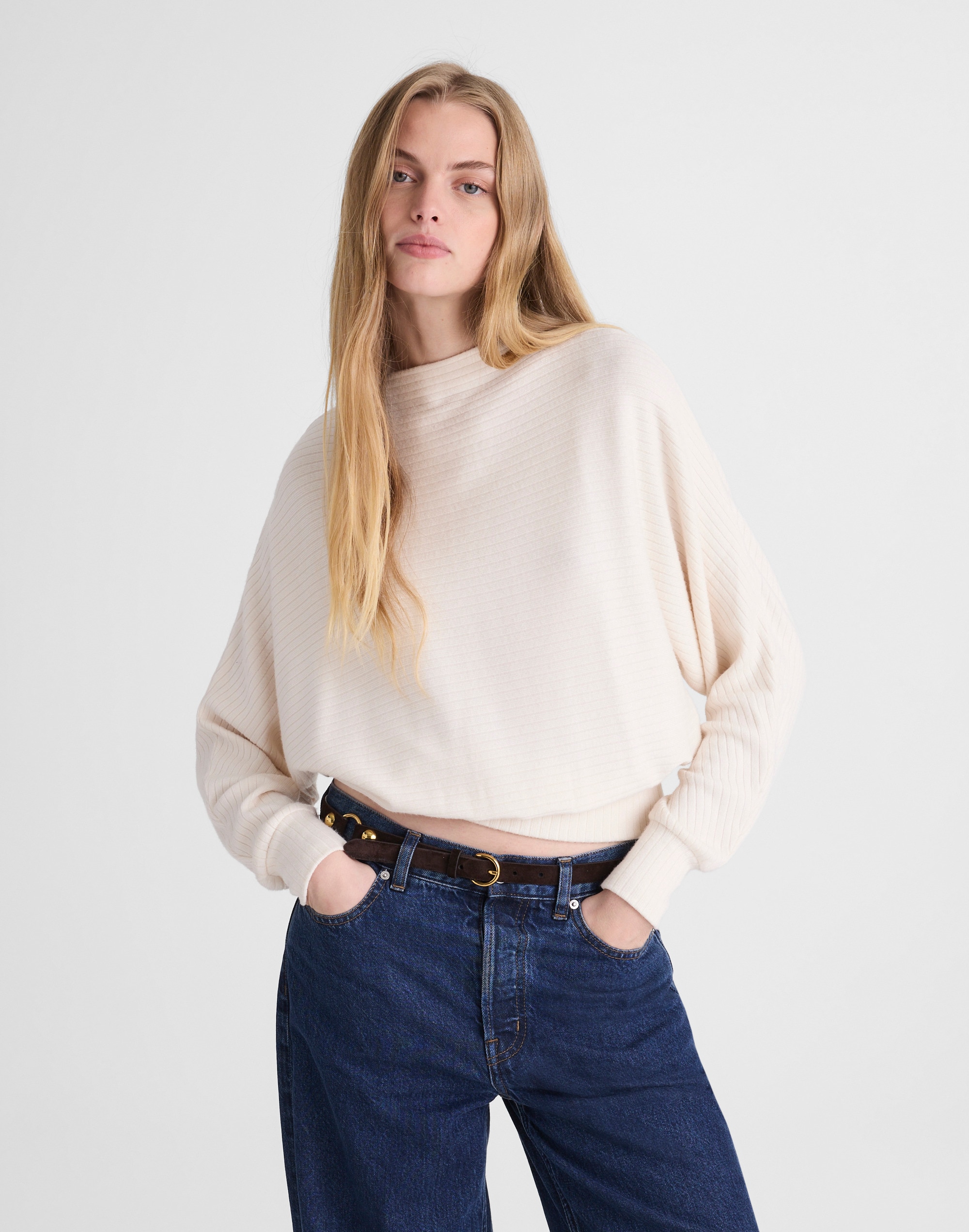 Madewell Mockneck Dolman-sleeve Top In Multi