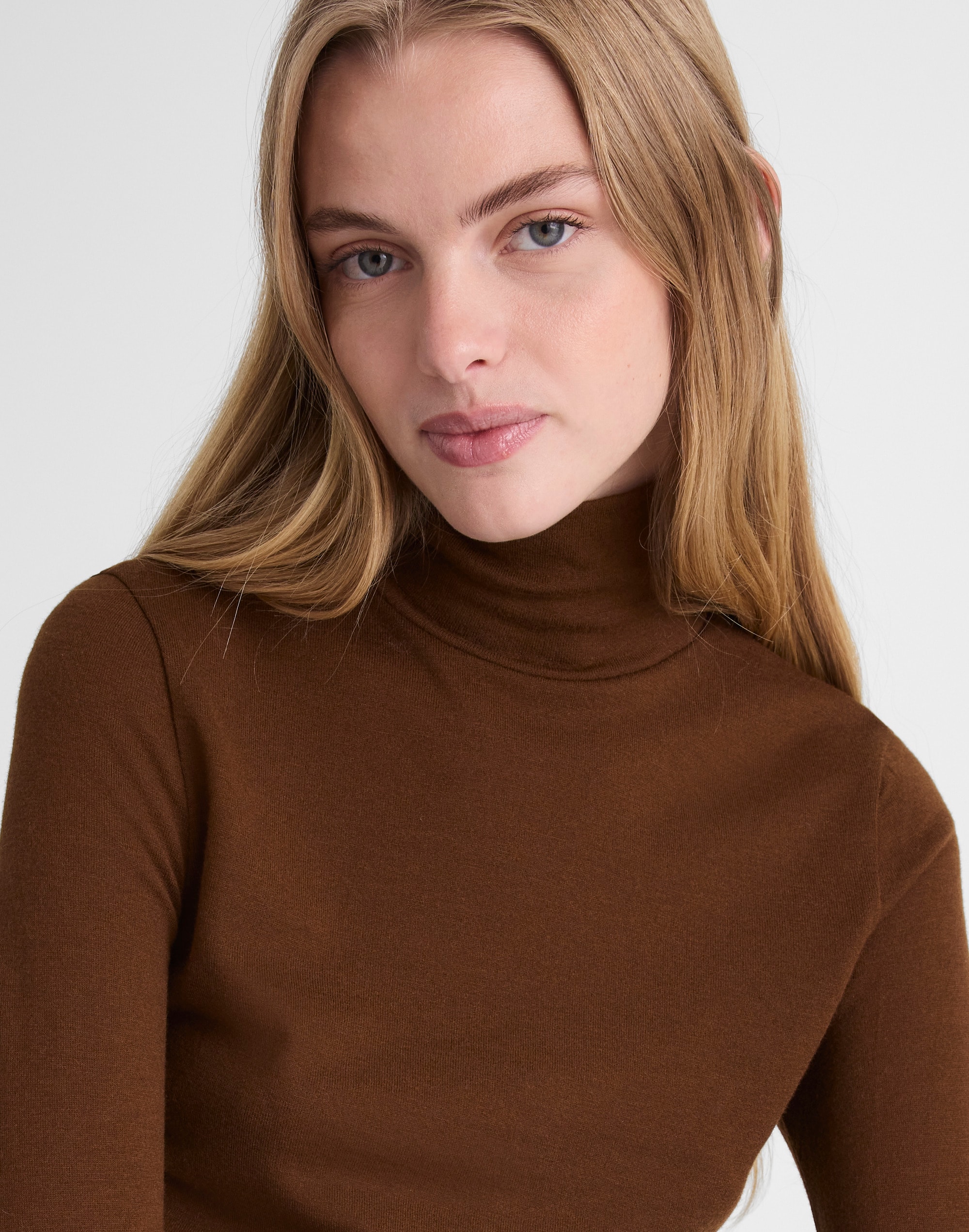 Madewell Turtleneck Long-sleeve Top In Brown