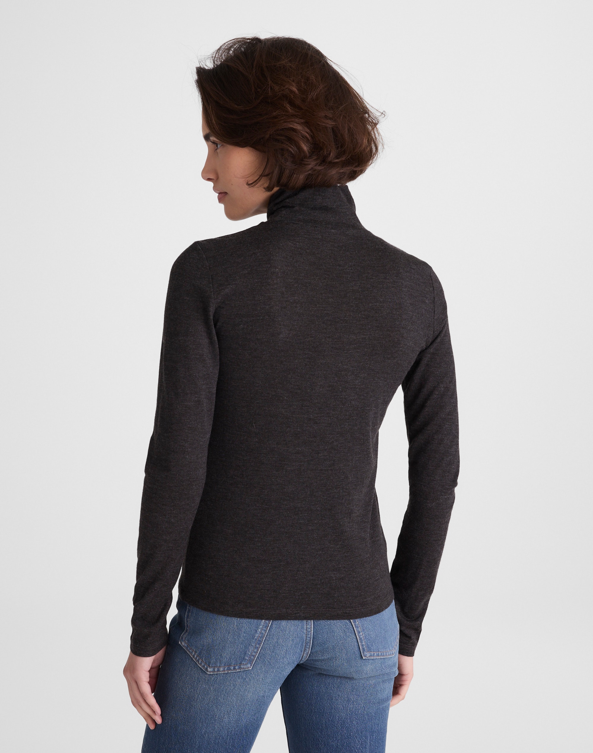 Turtleneck Long-Sleeve Top in Wool Blend