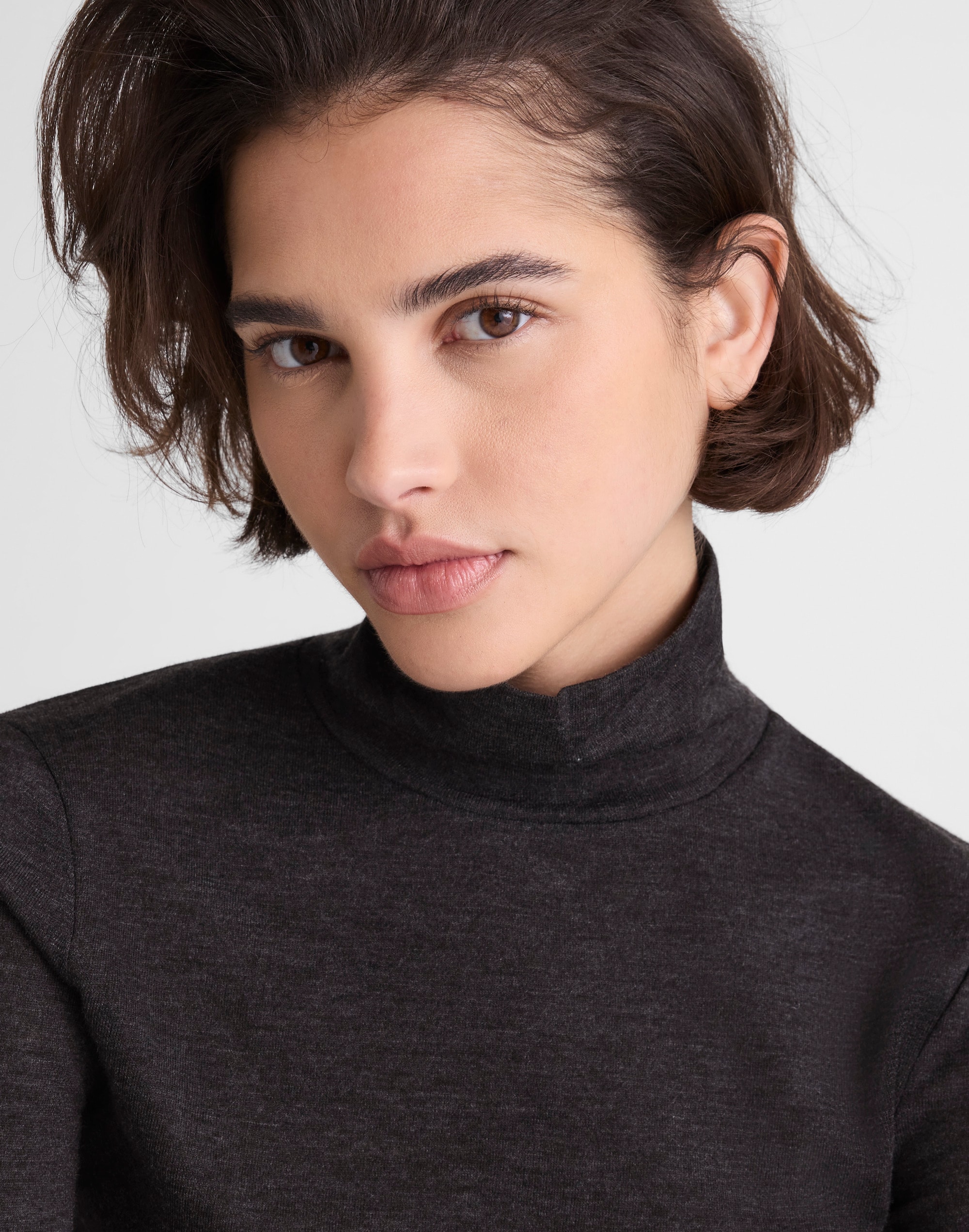 Turtleneck Long-Sleeve Top in Wool Blend